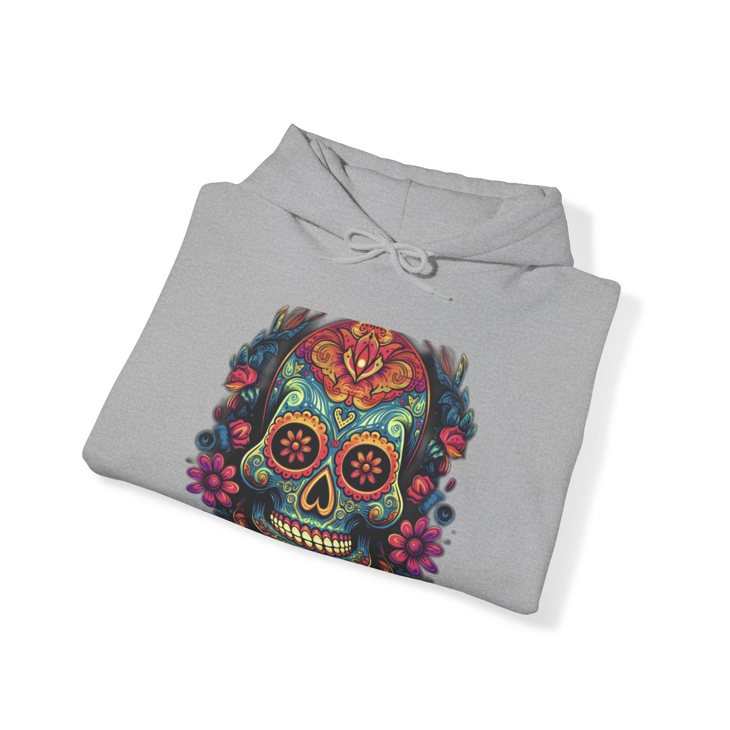 sugar skull and flowers colorful Unisex Heavy Blend™ Hooded Sweatshirt