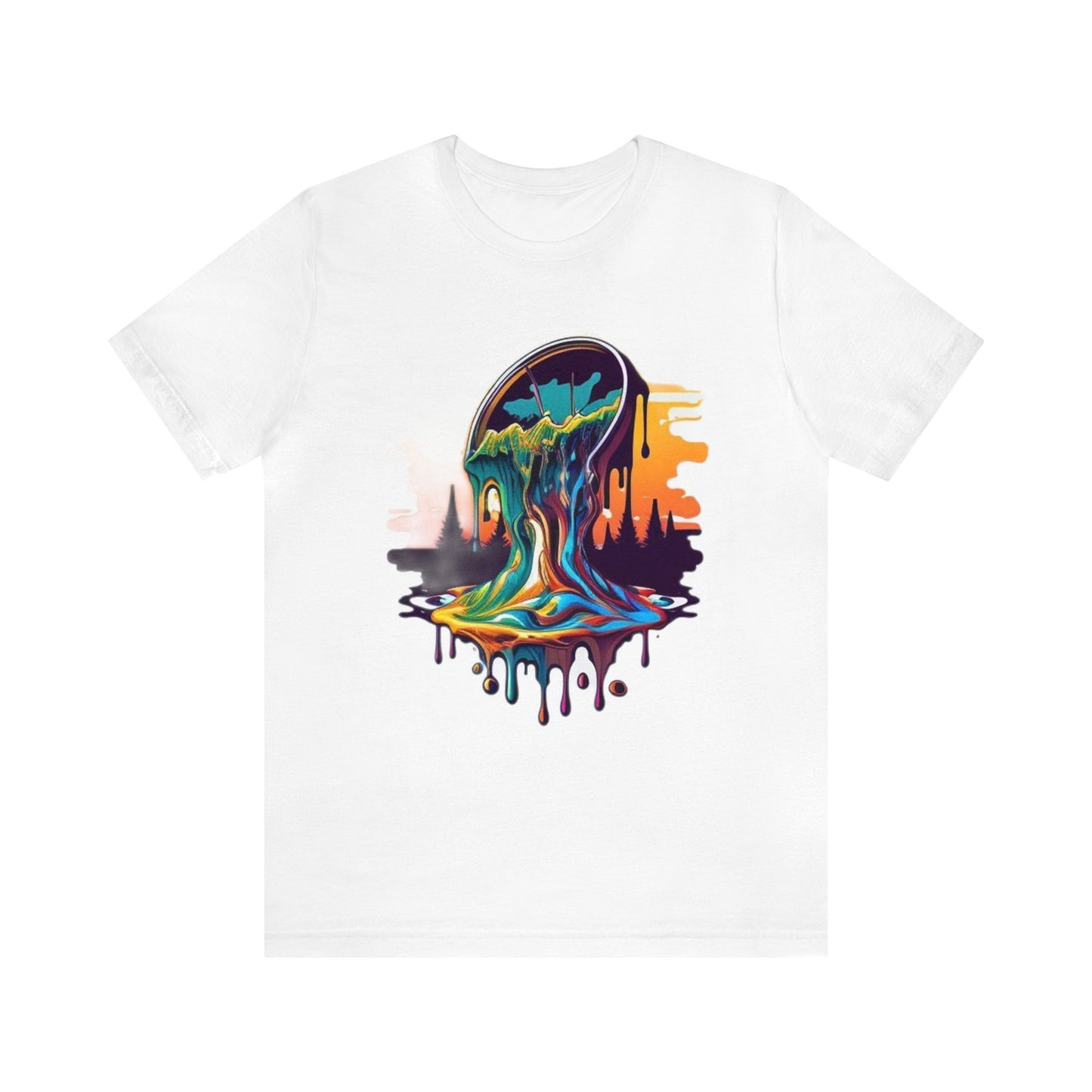 melting clock trippy colorful Unisex Jersey Short Sleeve Tee