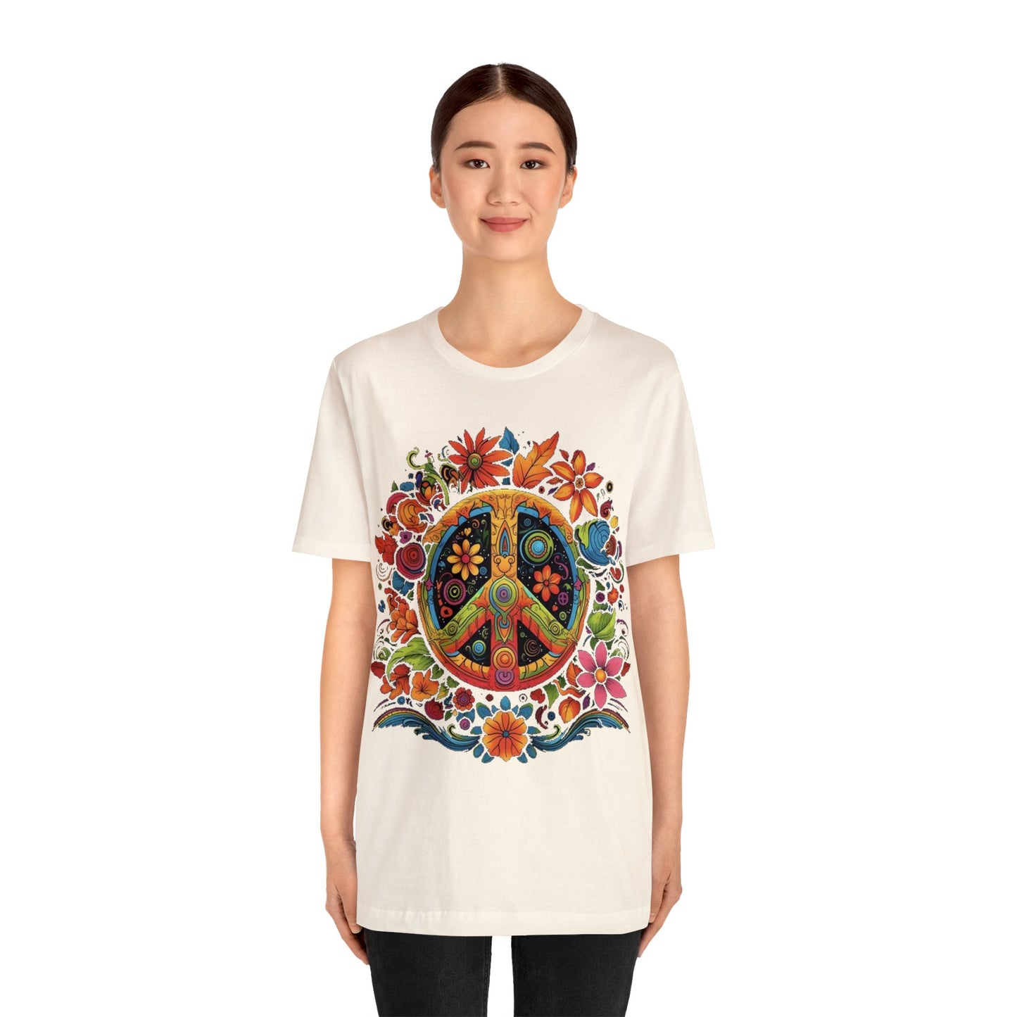 peace symbol colorful trippy Unisex Jersey Short Sleeve Tee