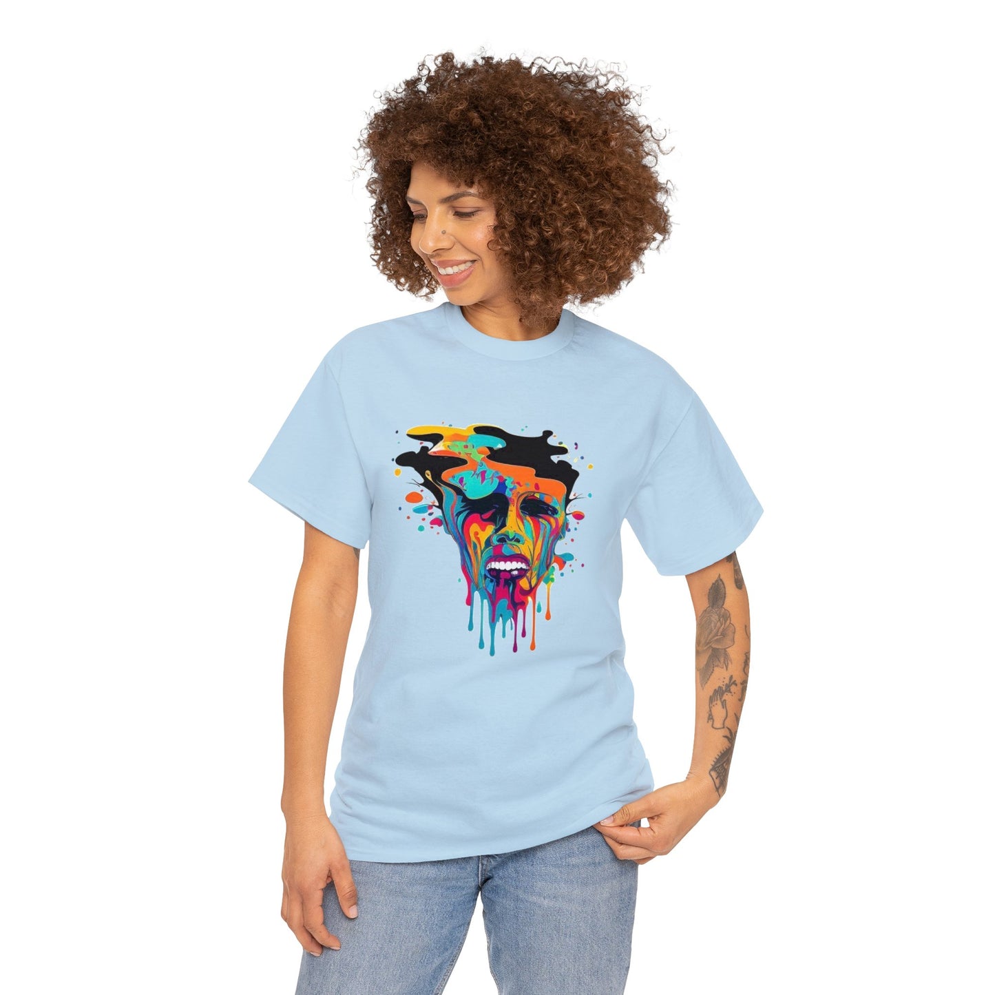 melting face colorful trippy Unisex Heavy Cotton Tee