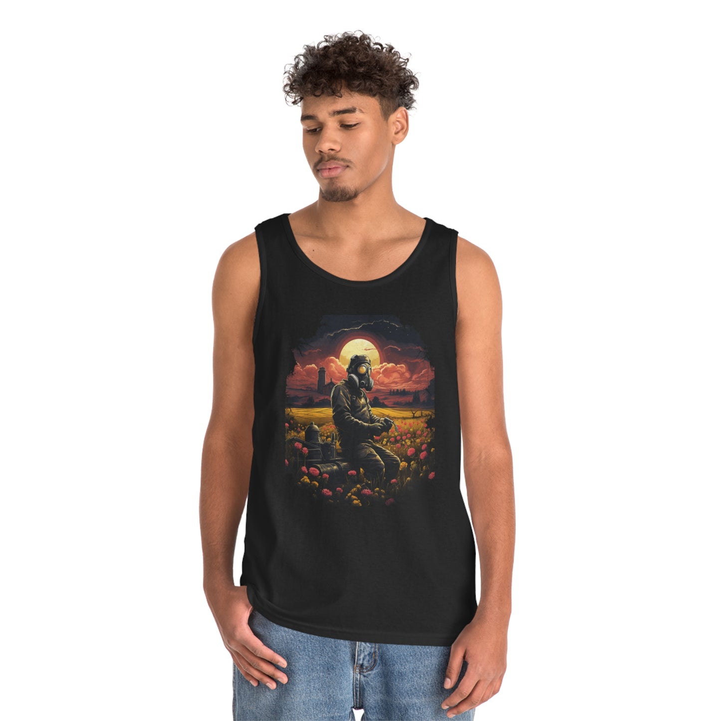 gas mask apocalyptic farmer Unisex Heavy Cotton Tank Top