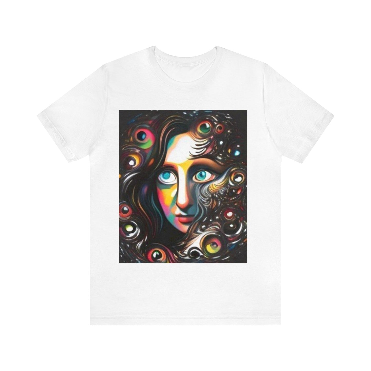 mona lisa trippy colorful Unisex Jersey Short Sleeve Tee