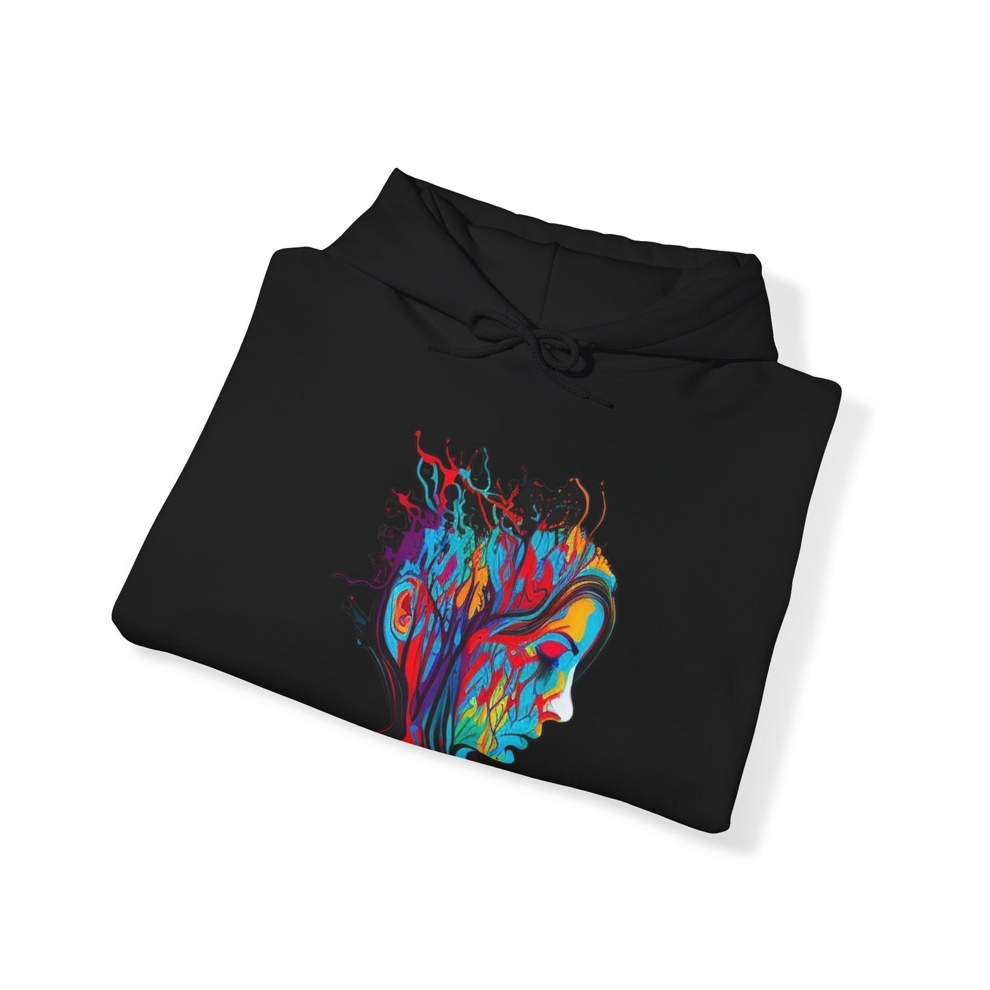 introspective colorful trippy sad face Unisex Heavy Blend™ Hooded Sweatshirt