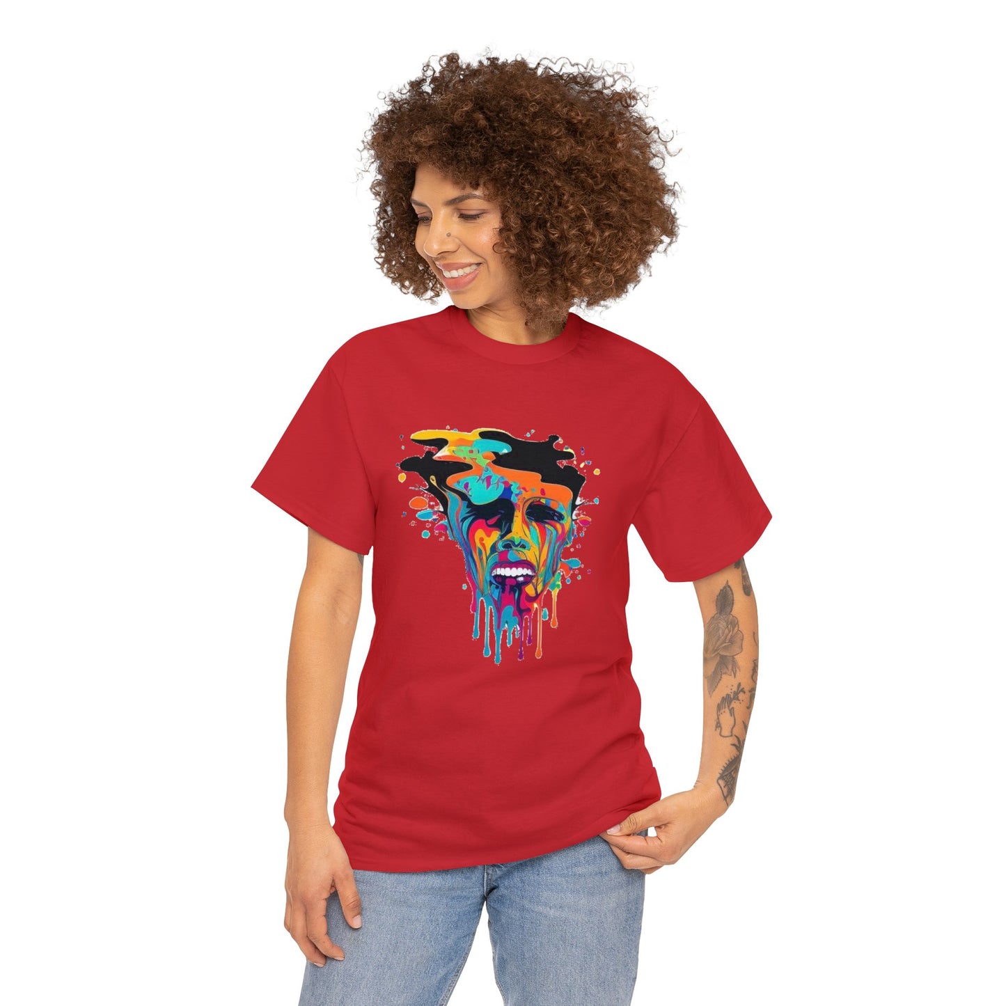 melting face colorful trippy Unisex Heavy Cotton Tee