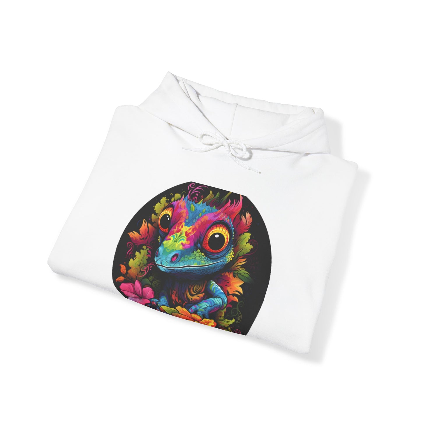 colorful cute gecko flowers Unisex Heavy Blend™ Hooded Sweatshirt