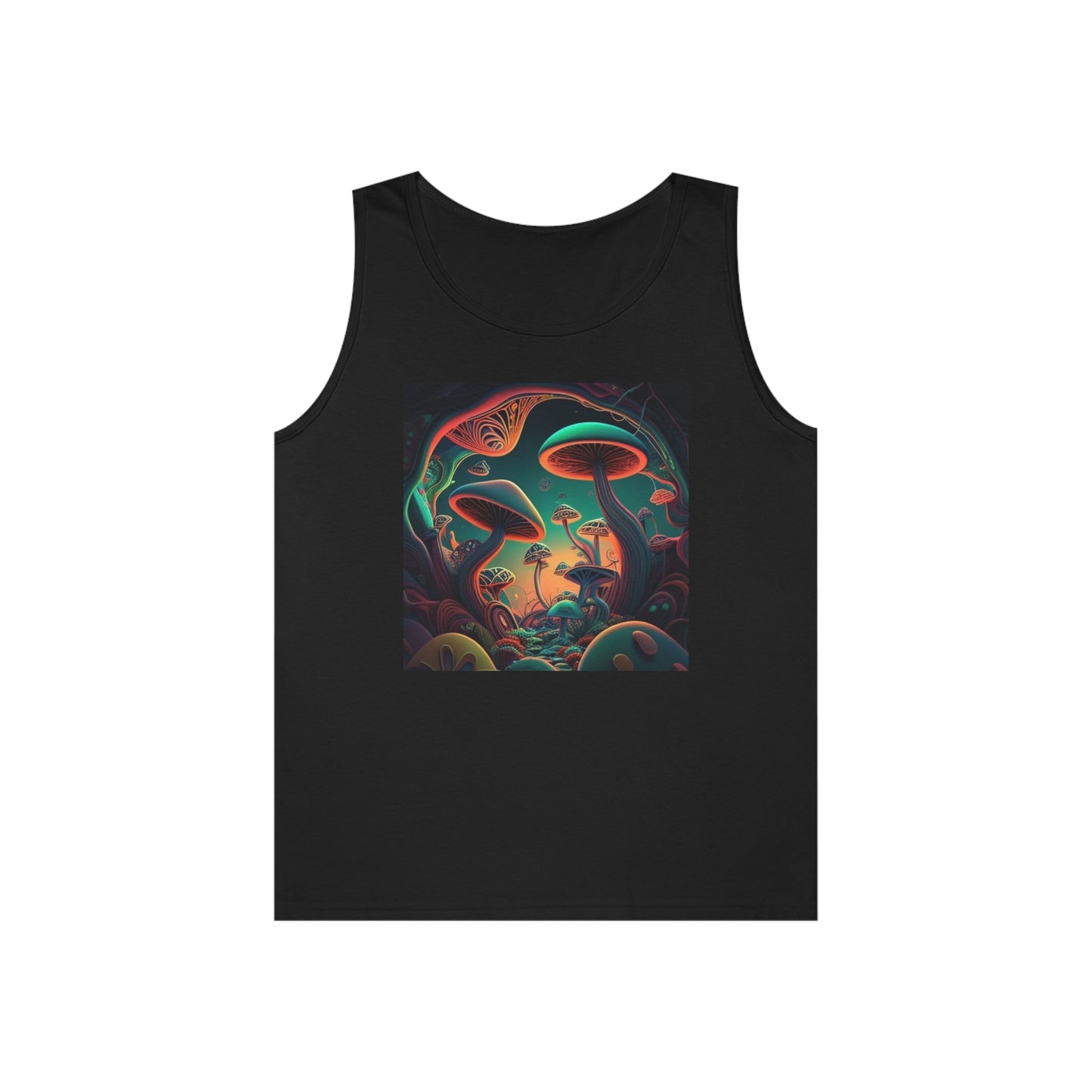 mushroom scenery trippy colorful Unisex Heavy Cotton Tank Top