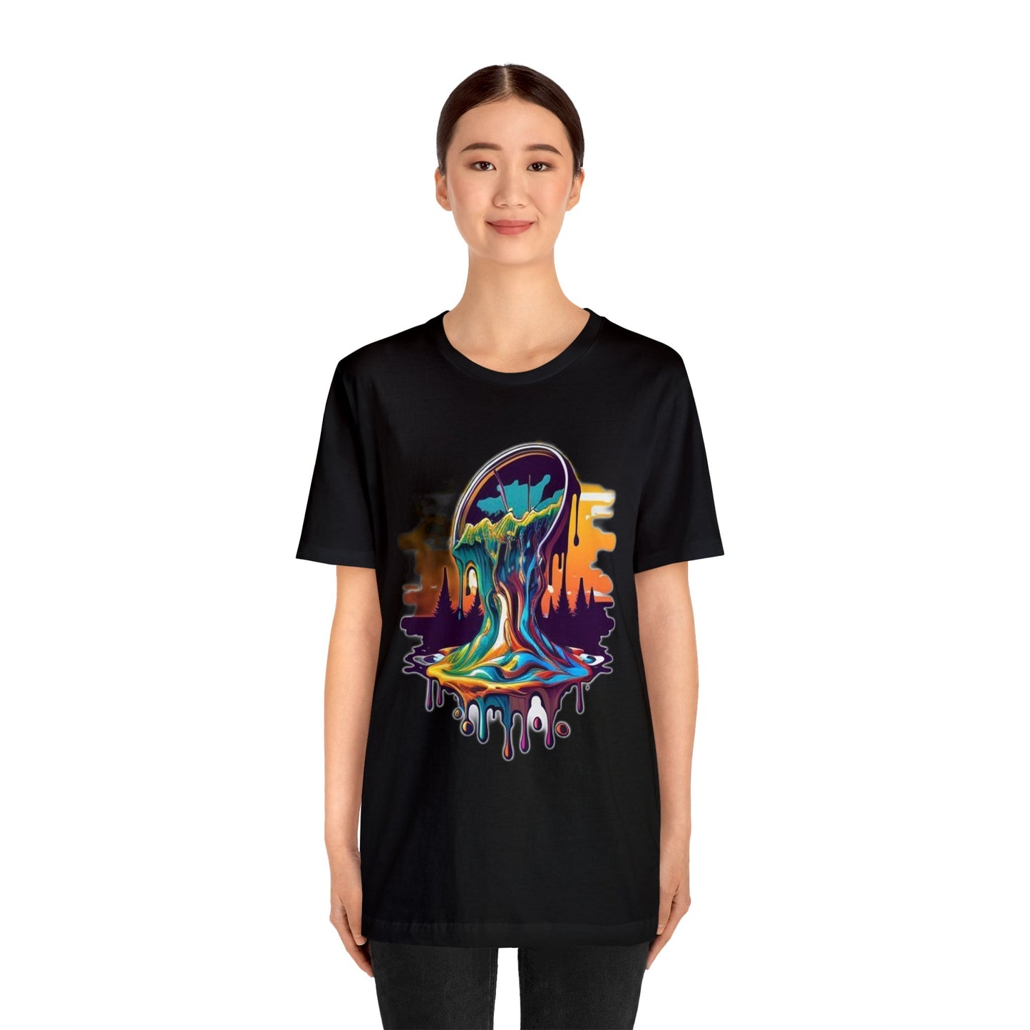 melting clock trippy colorful Unisex Jersey Short Sleeve Tee