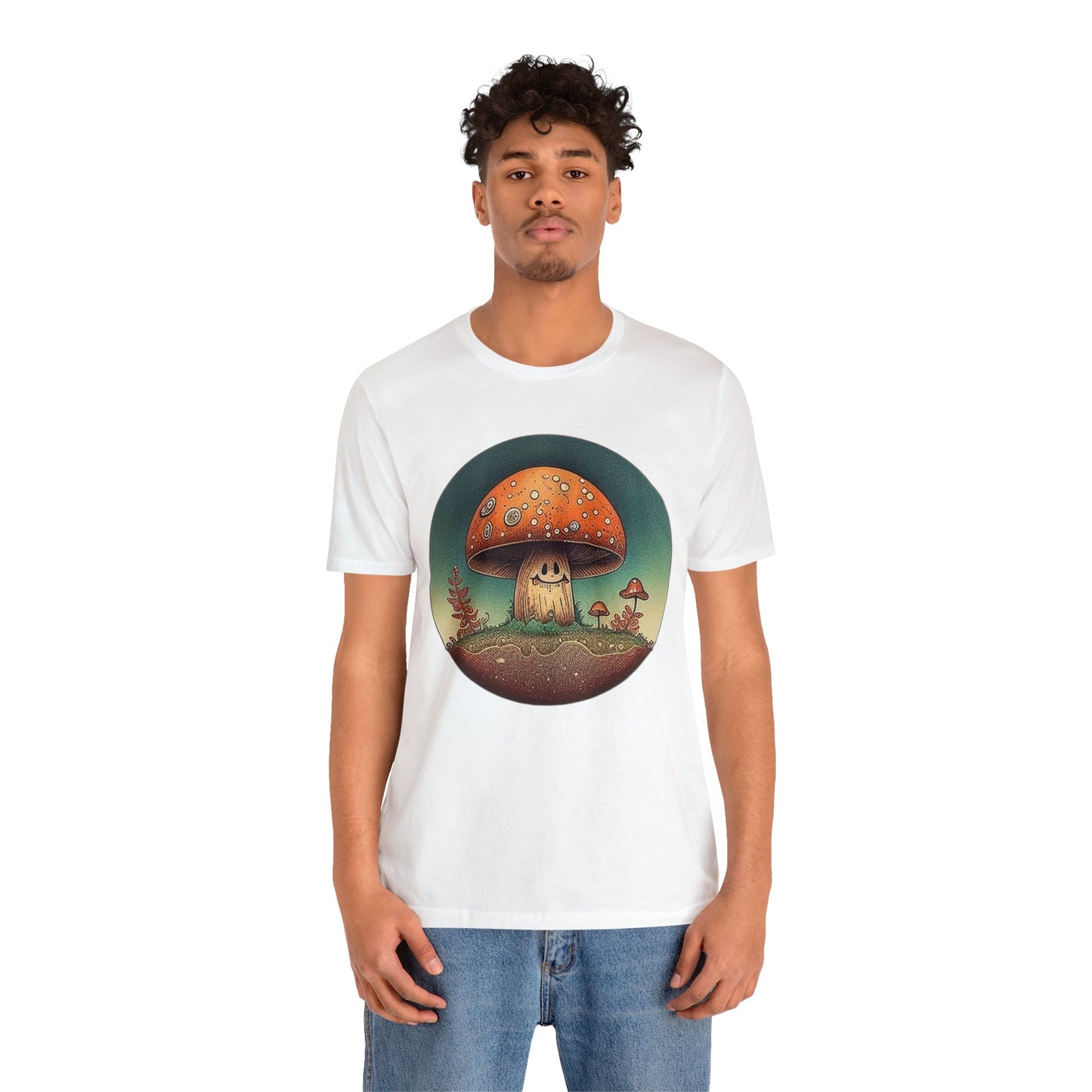 smiling mushroom trippy Unisex Jersey Short Sleeve Tee