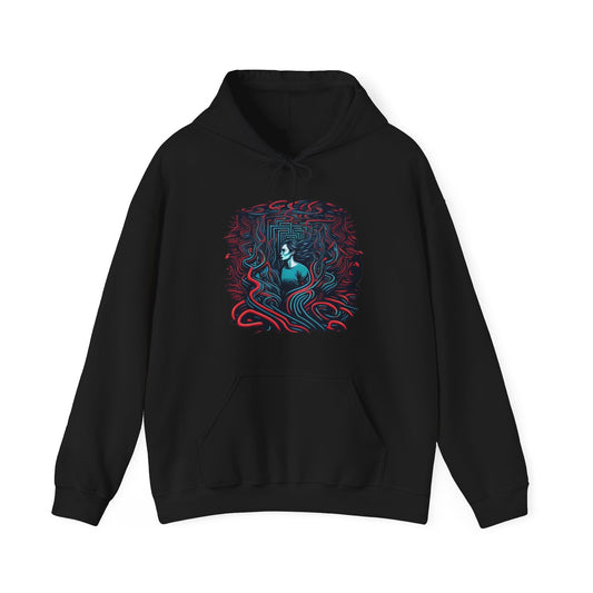 introspective colorful trippy lost in maze Unisex Heavy Blend™ Hooded Sweatshirt