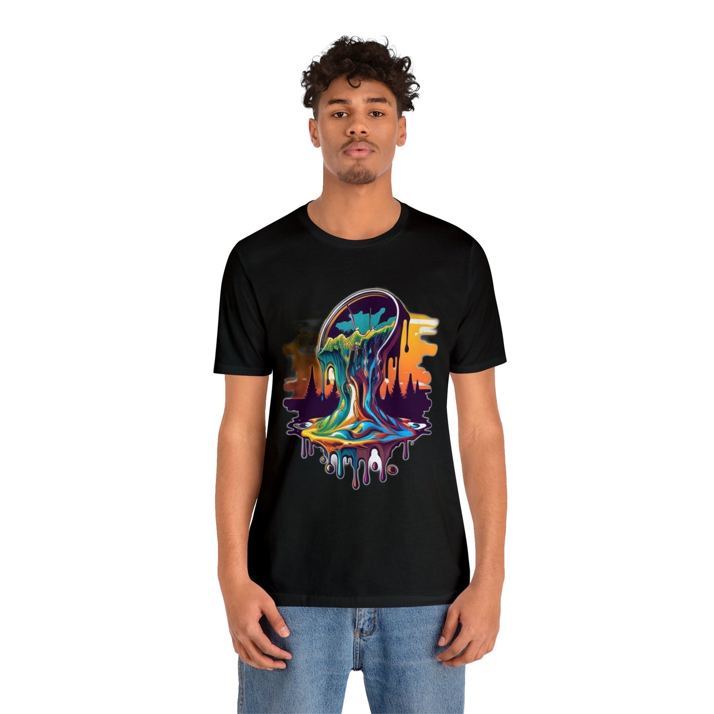 melting clock trippy colorful Unisex Jersey Short Sleeve Tee