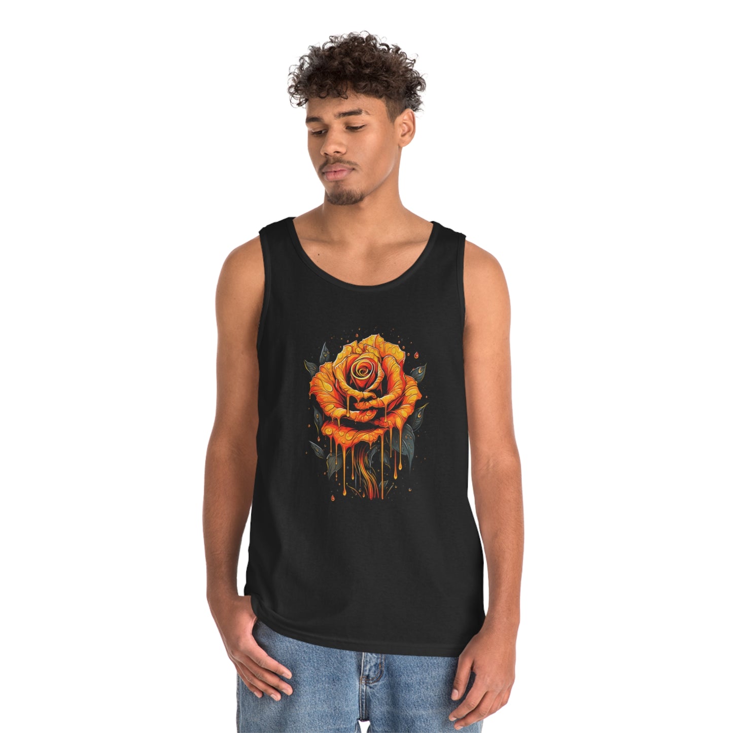 melting orange rose colorful trippy Unisex Heavy Cotton Tank Top