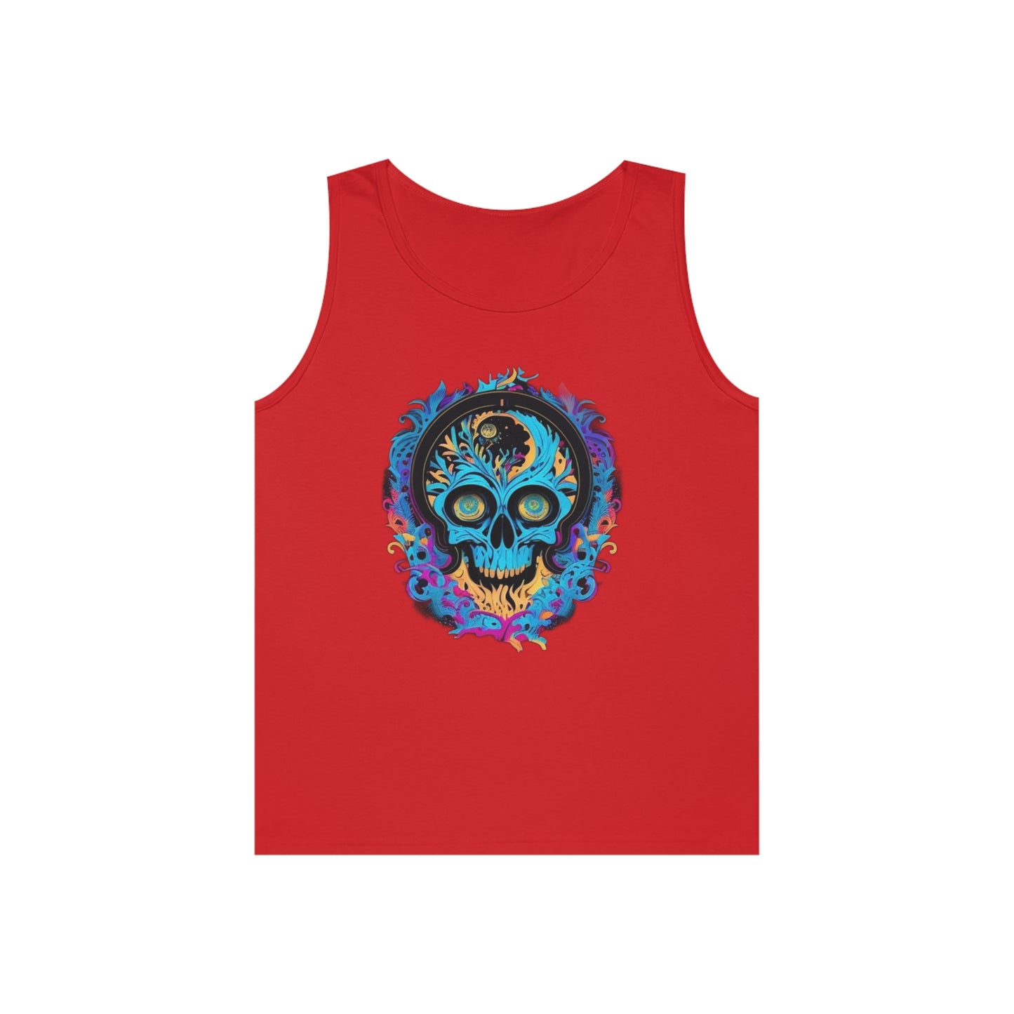 bright blue sugar skull Unisex Heavy Cotton Tank Top