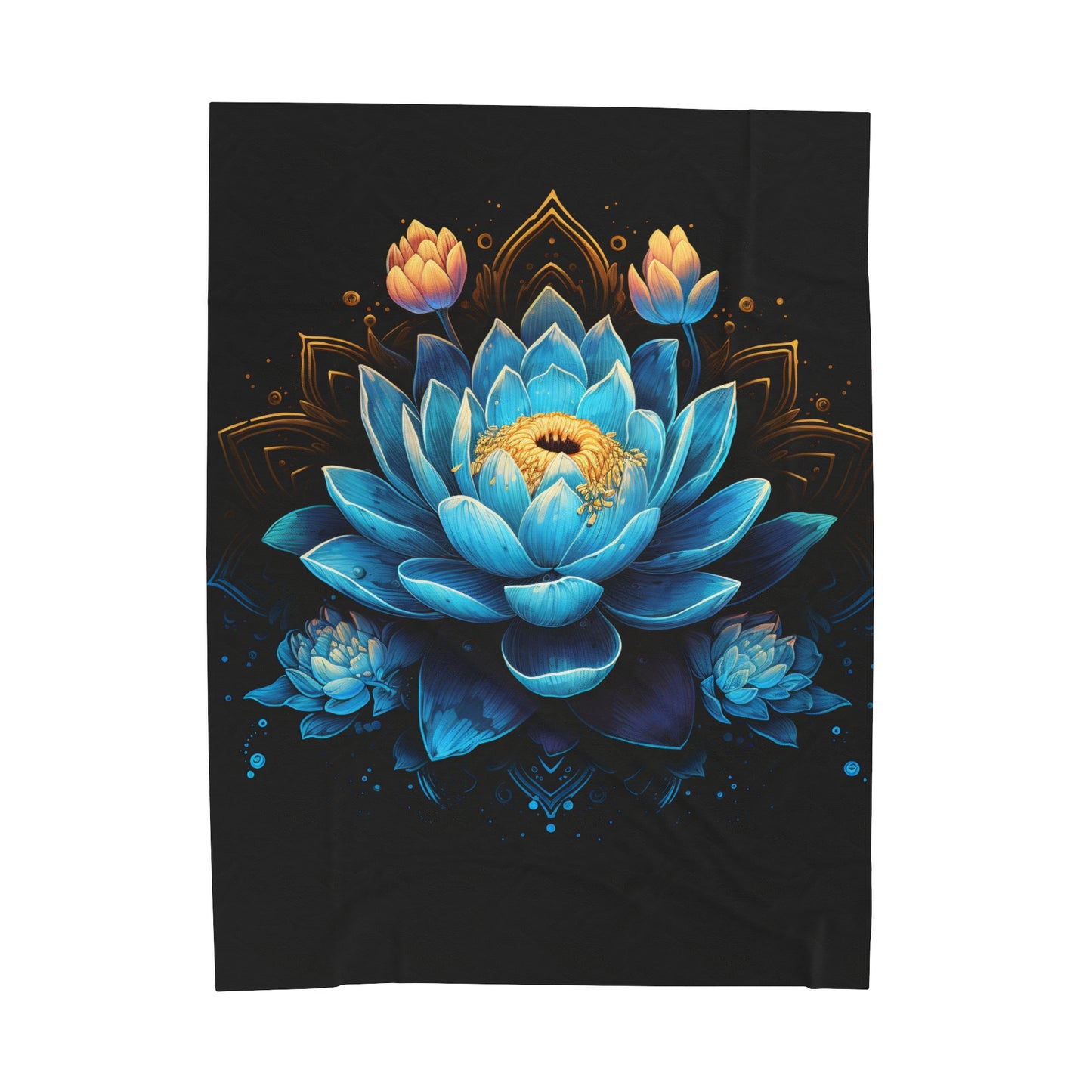 blue lotus colorful Velveteen Plush Blanket