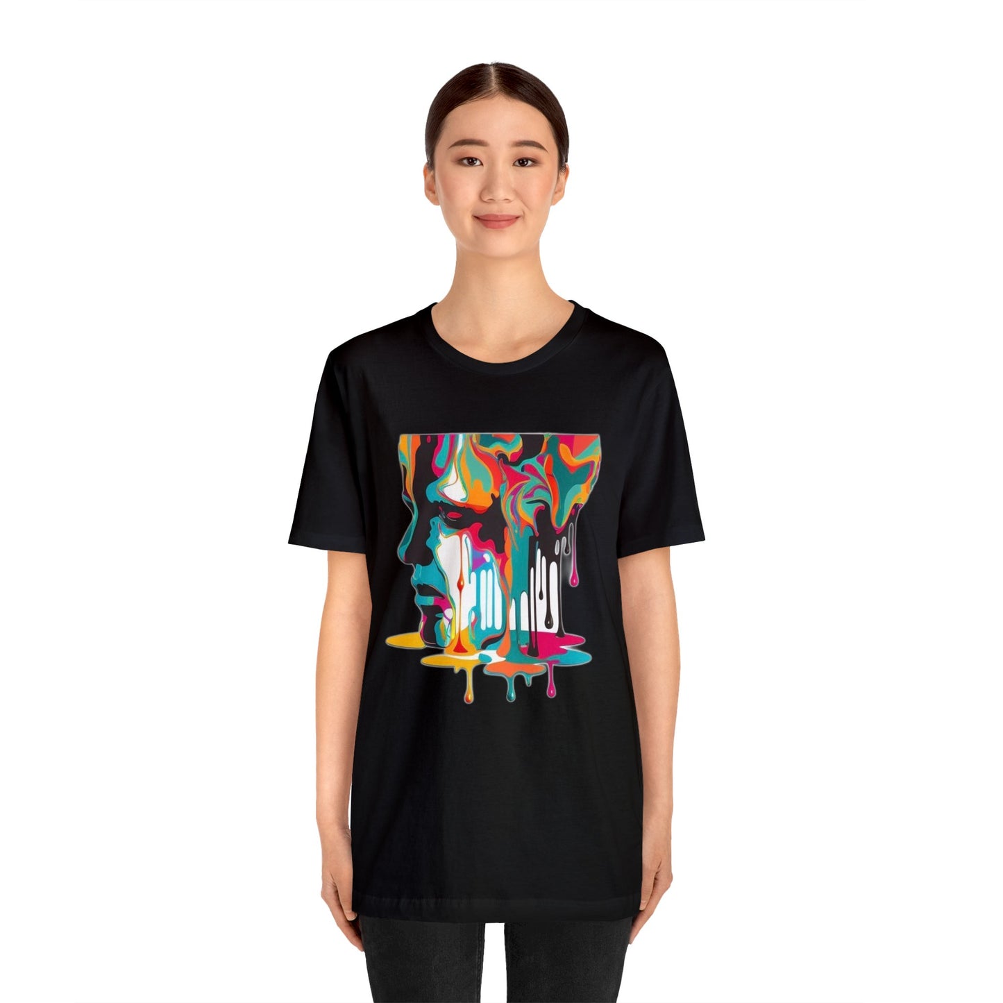 melting face colorful trippy Unisex Jersey Short Sleeve Tee