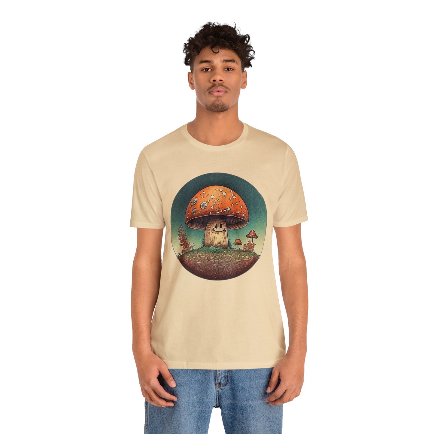 smiling mushroom trippy Unisex Jersey Short Sleeve Tee