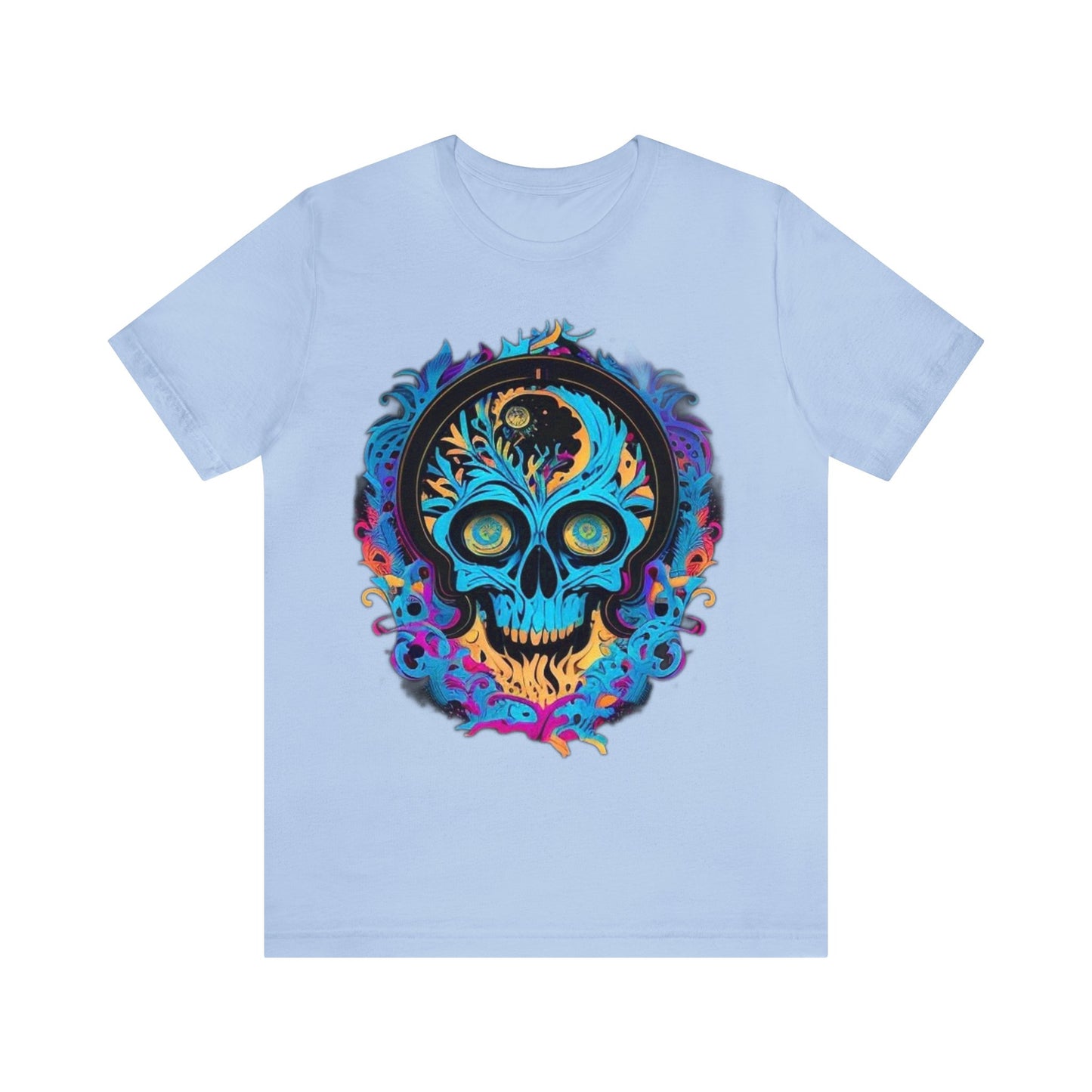 bright blue sugar skull Unisex Jersey Short Sleeve Tee