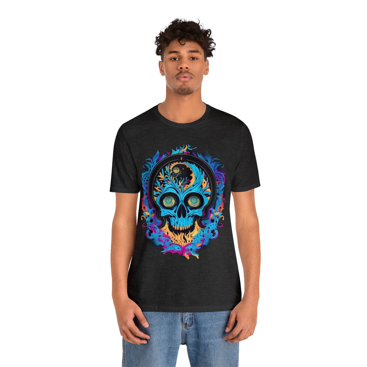 bright blue sugar skull Unisex Jersey Short Sleeve Tee