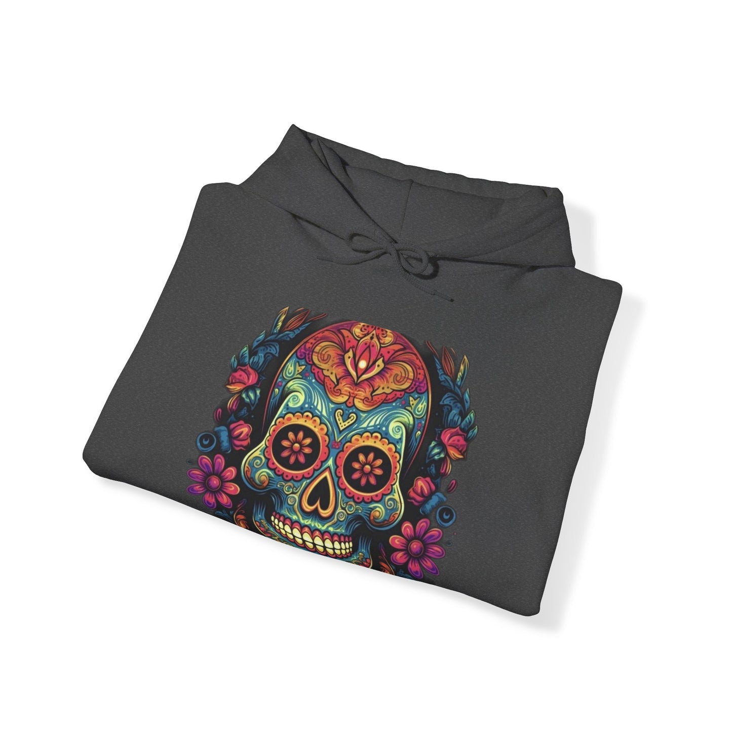 sugar skull and flowers colorful Unisex Heavy Blend™ Hooded Sweatshirt