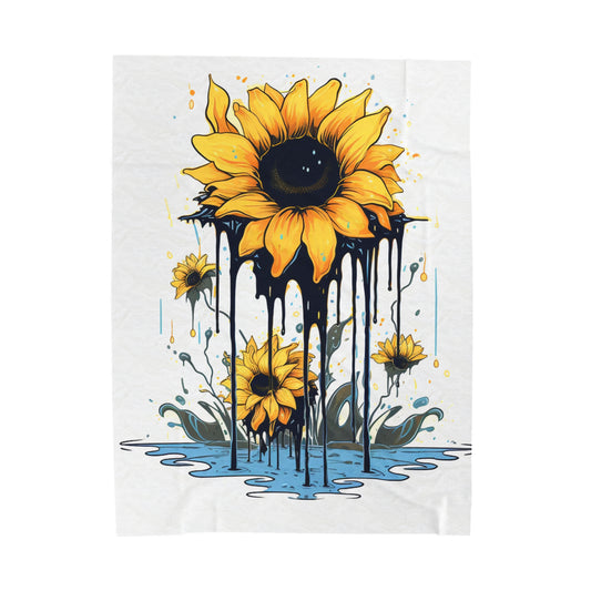 melting sunflower colorful Velveteen Plush Blanket