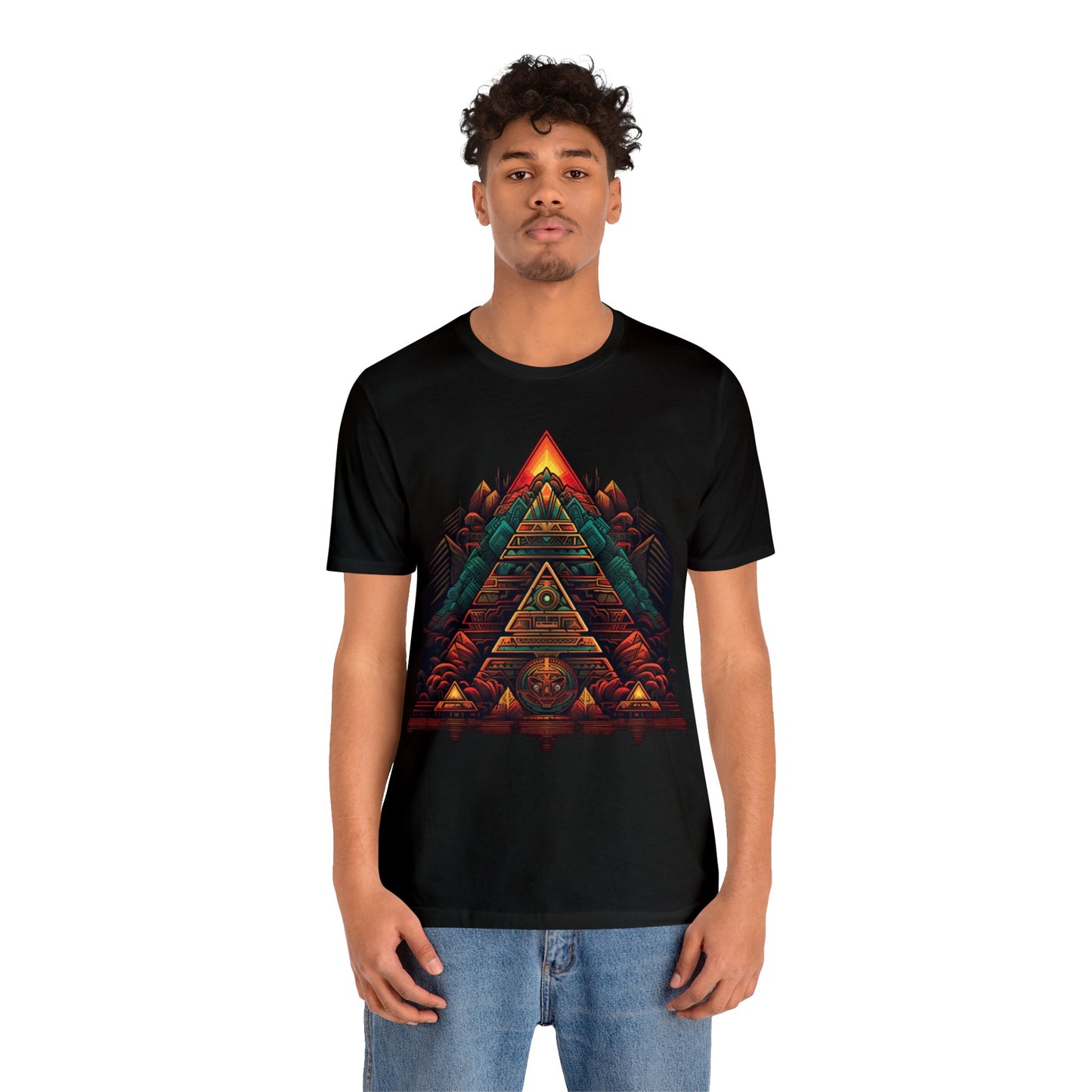 sacred geometry pyramid colorful Unisex Jersey Short Sleeve Tee