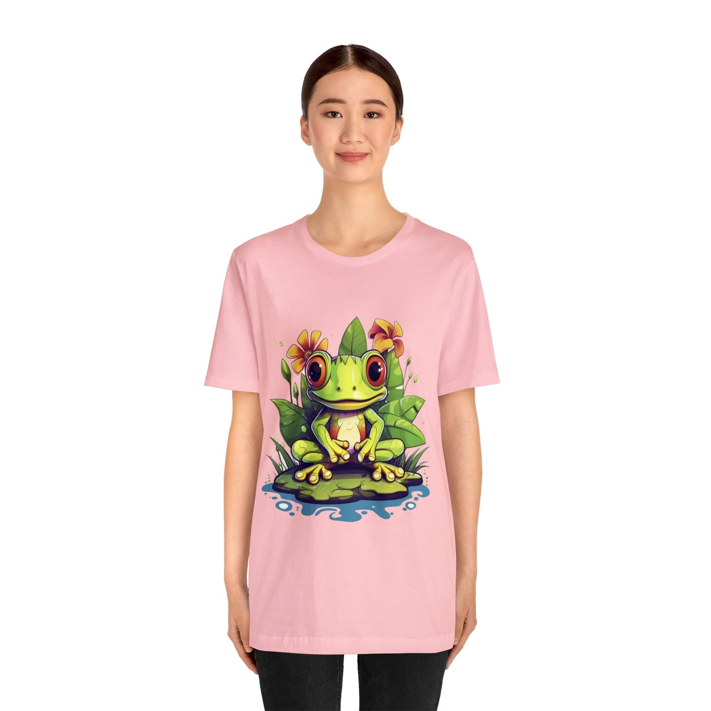 cute frog Lilly pad Unisex Jersey Short Sleeve Tee