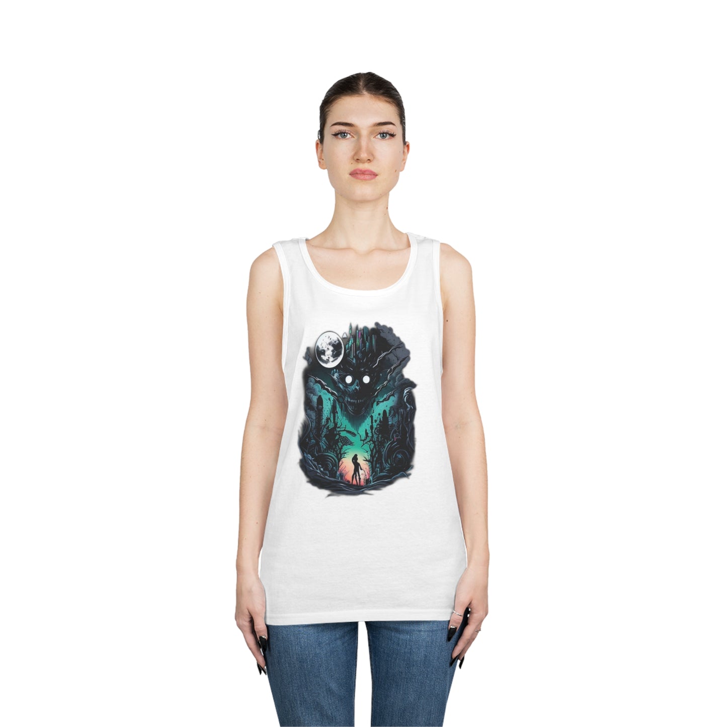 inner demons journey night trippy Unisex Heavy Cotton Tank Top