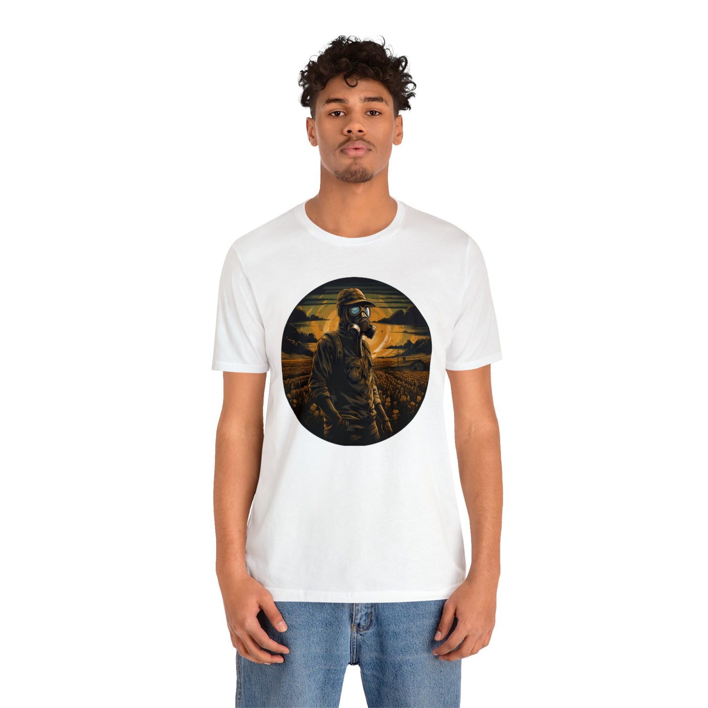 gas mask apocalyptic farmer Unisex Jersey Short Sleeve Tee