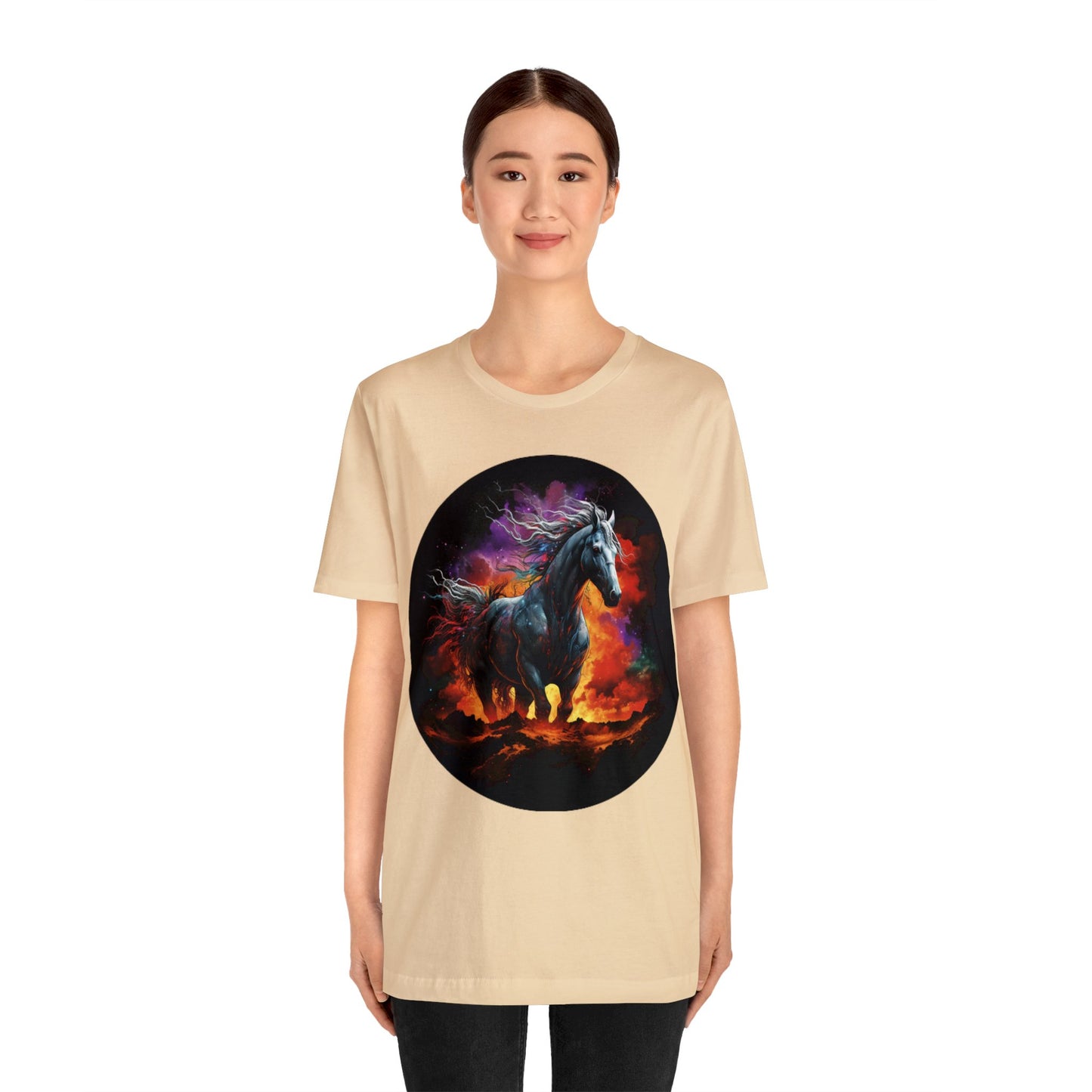 white horse colorful Unisex Jersey Short Sleeve Tee