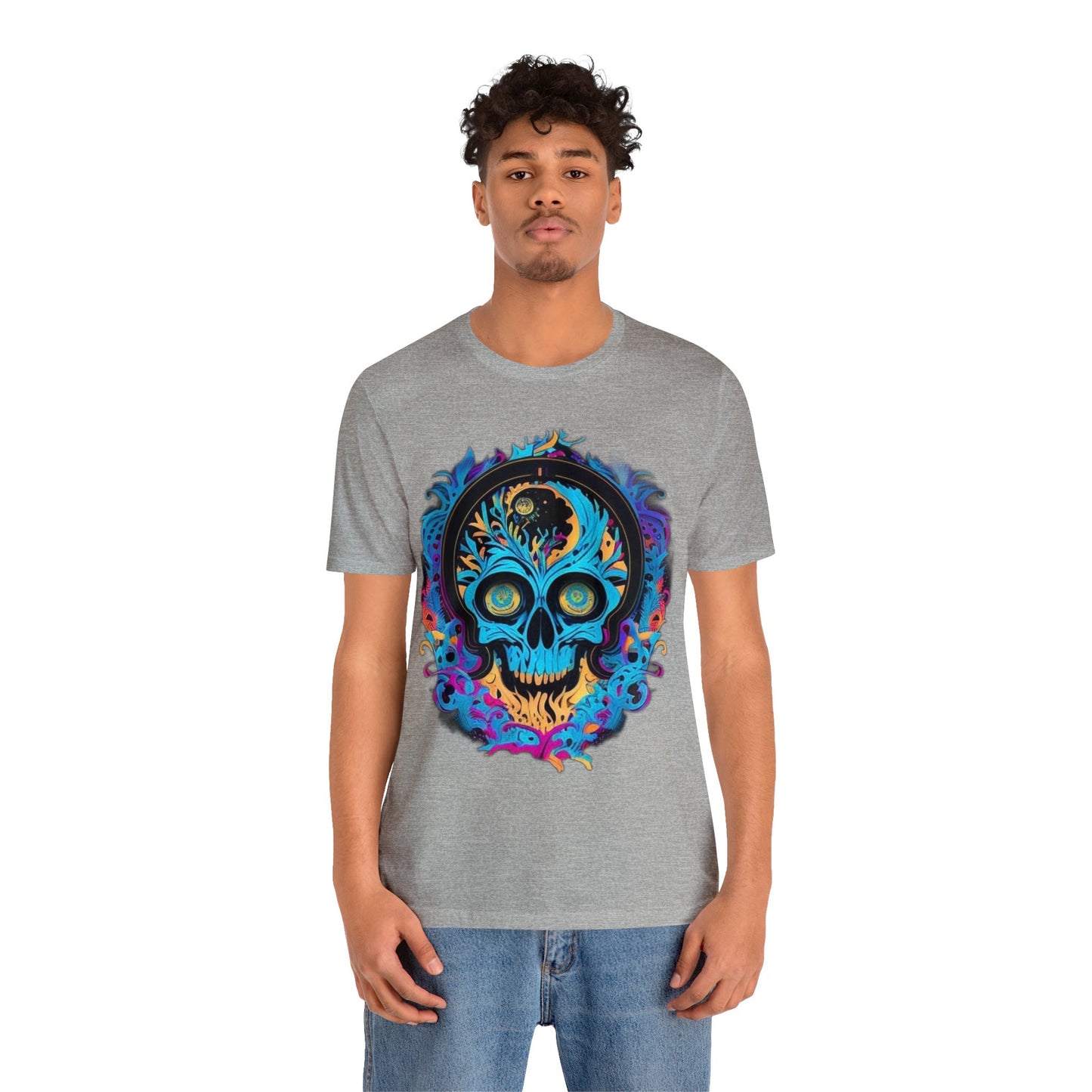 bright blue sugar skull Unisex Jersey Short Sleeve Tee