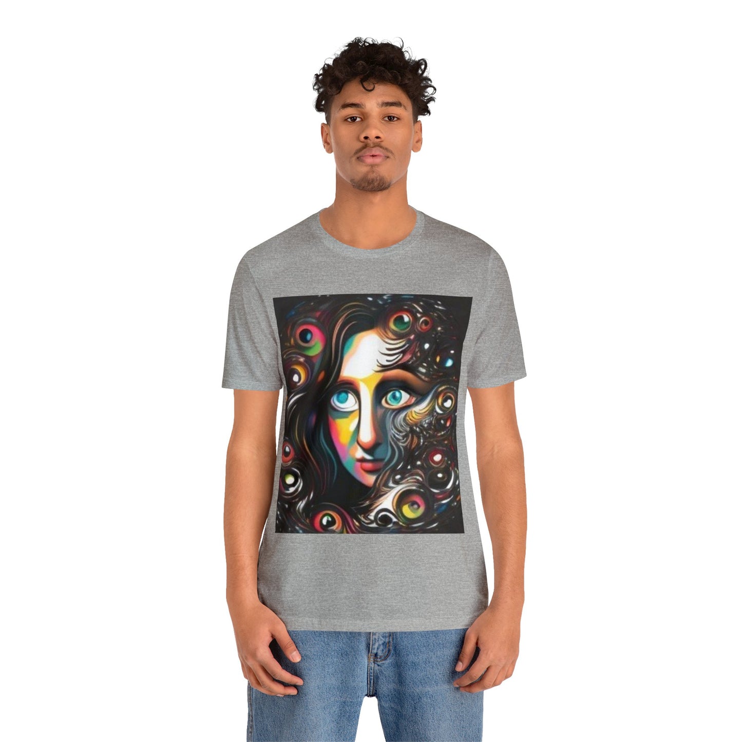 mona lisa trippy colorful Unisex Jersey Short Sleeve Tee