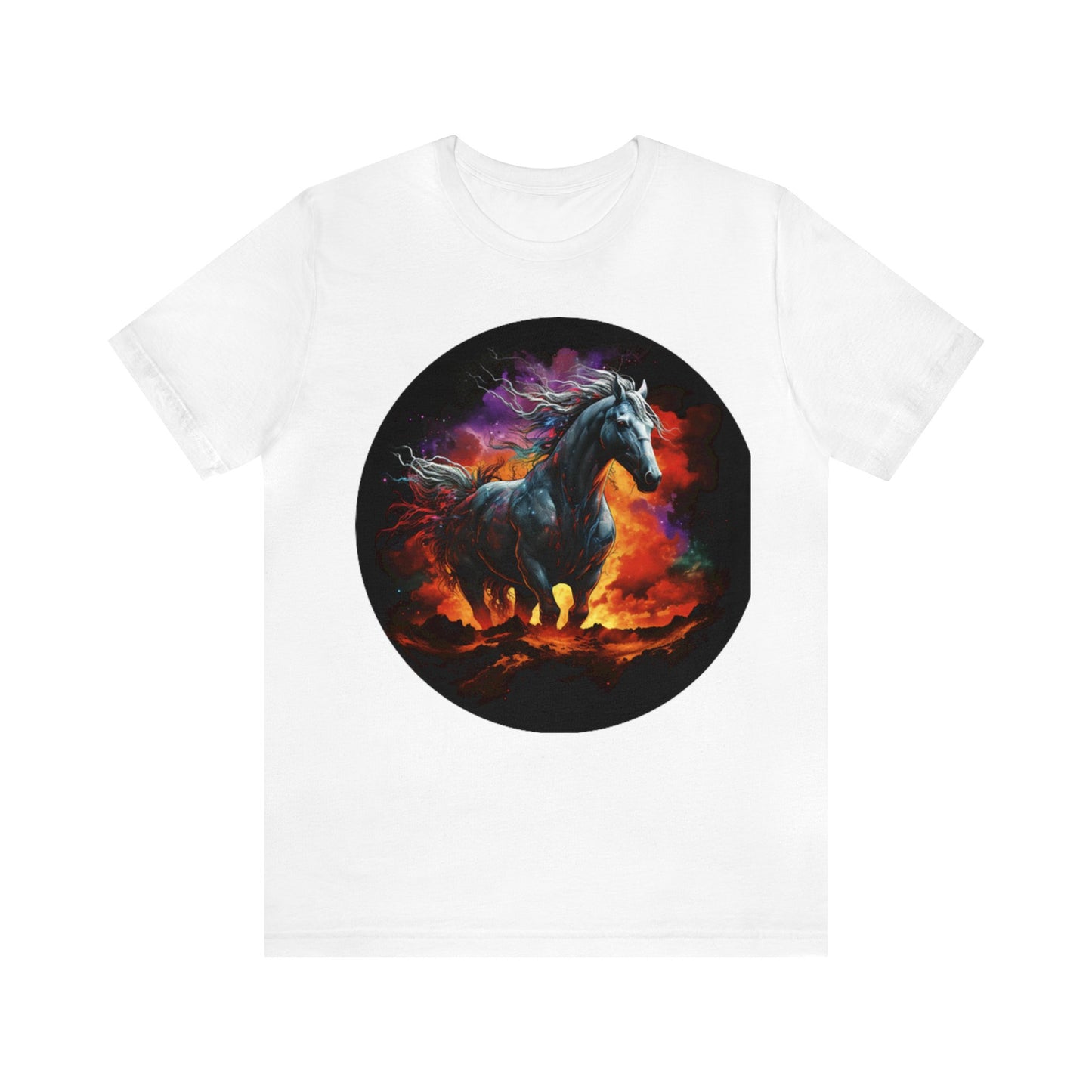 white horse colorful Unisex Jersey Short Sleeve Tee