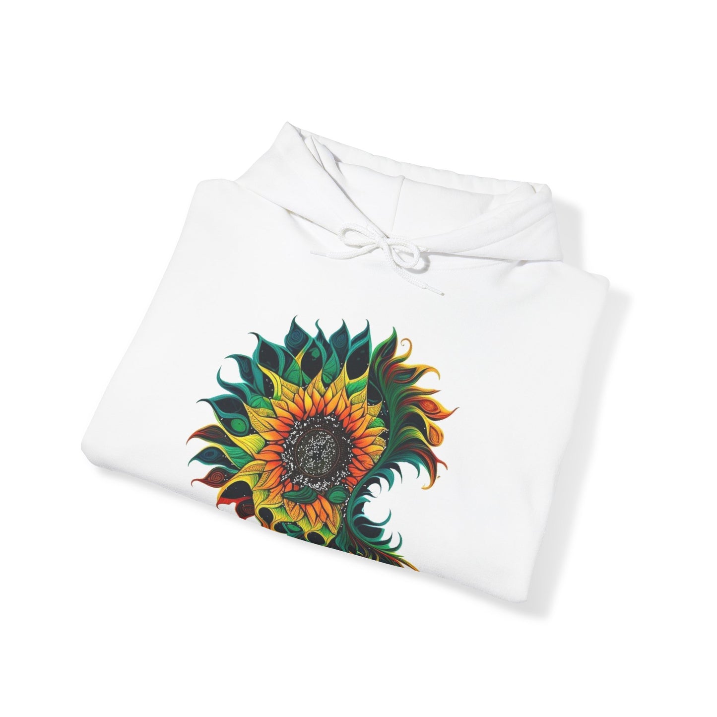 sunflower scenery trippy colorful Unisex Heavy Blend™ Hooded Sweatshirt