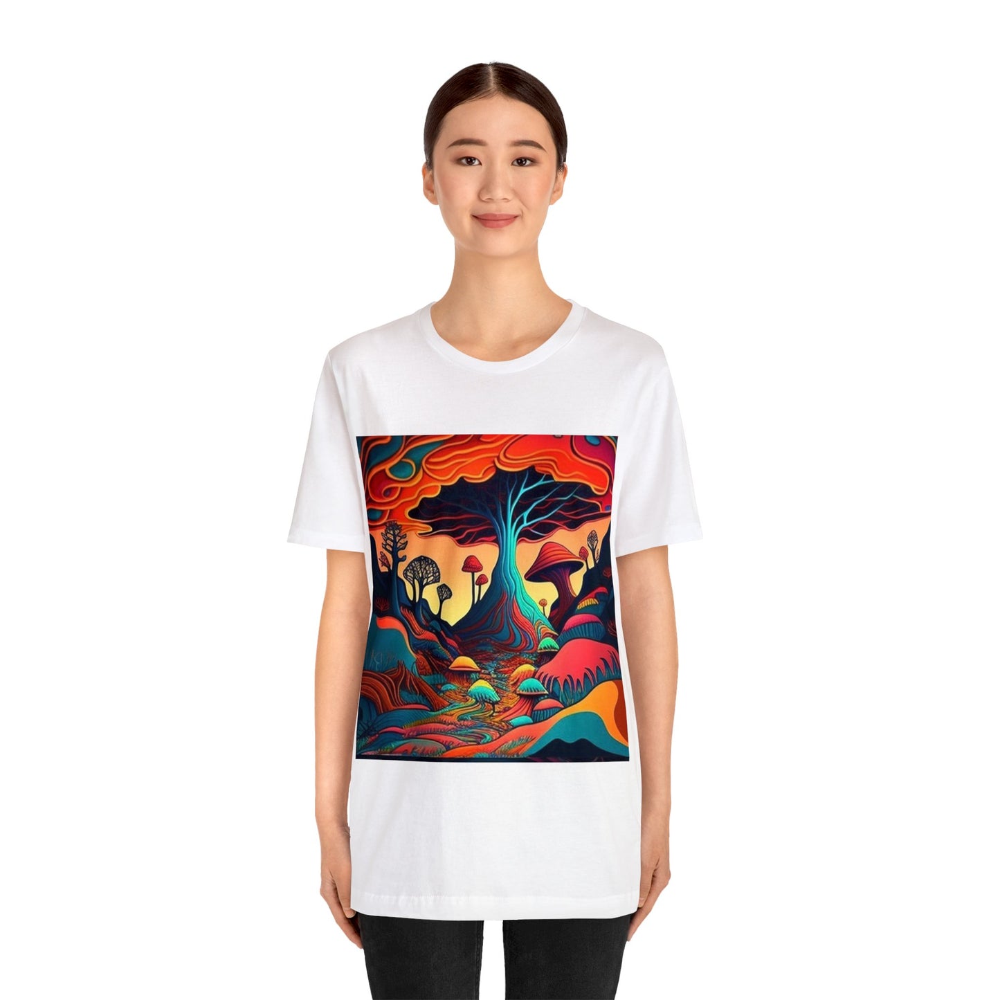 mushroom scenery trippy Unisex Jersey Short Sleeve Tee