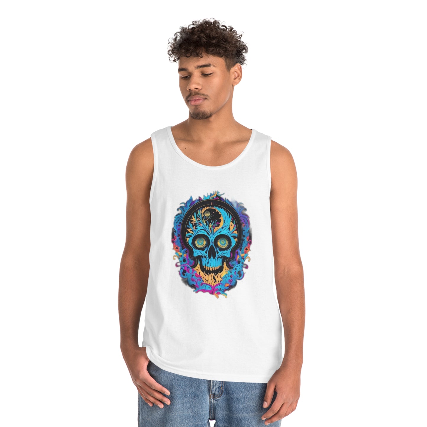 bright blue sugar skull Unisex Heavy Cotton Tank Top