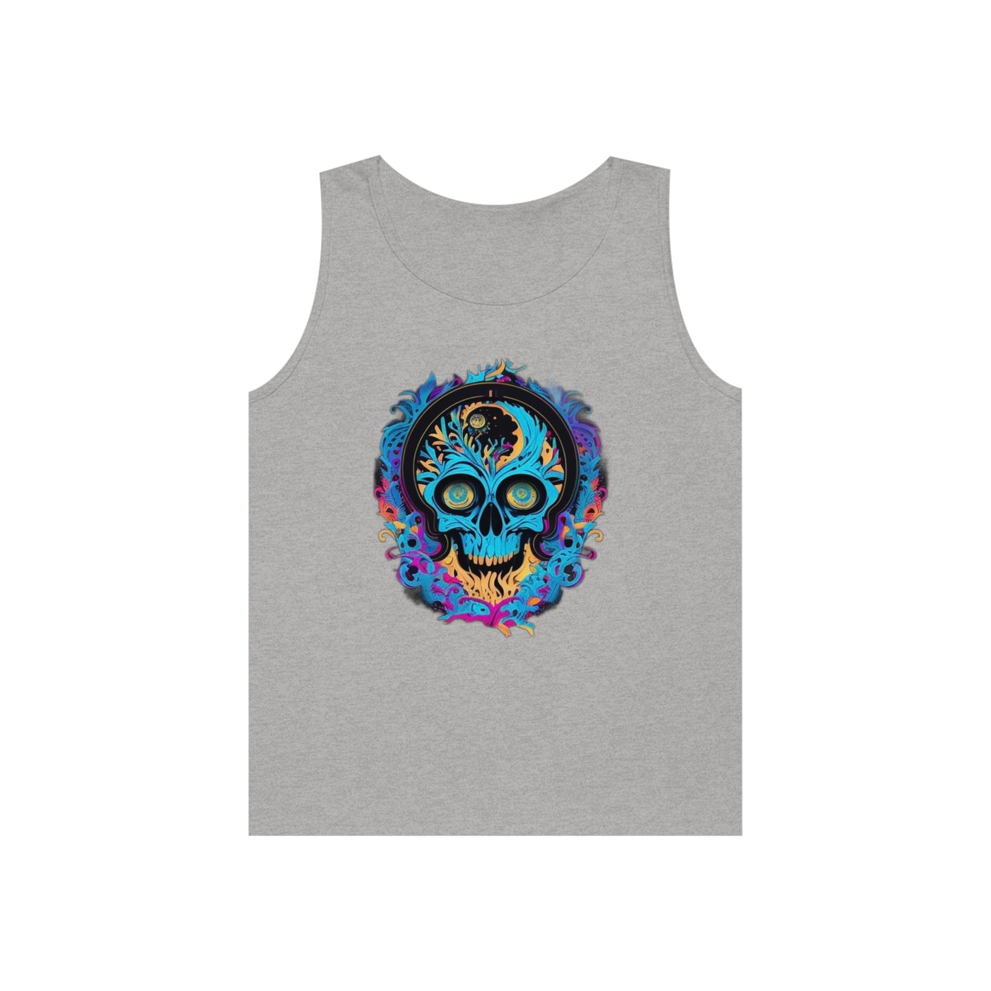 bright blue sugar skull Unisex Heavy Cotton Tank Top