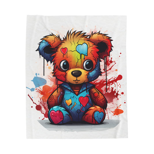 cute teddy bear Velveteen Plush Blanket