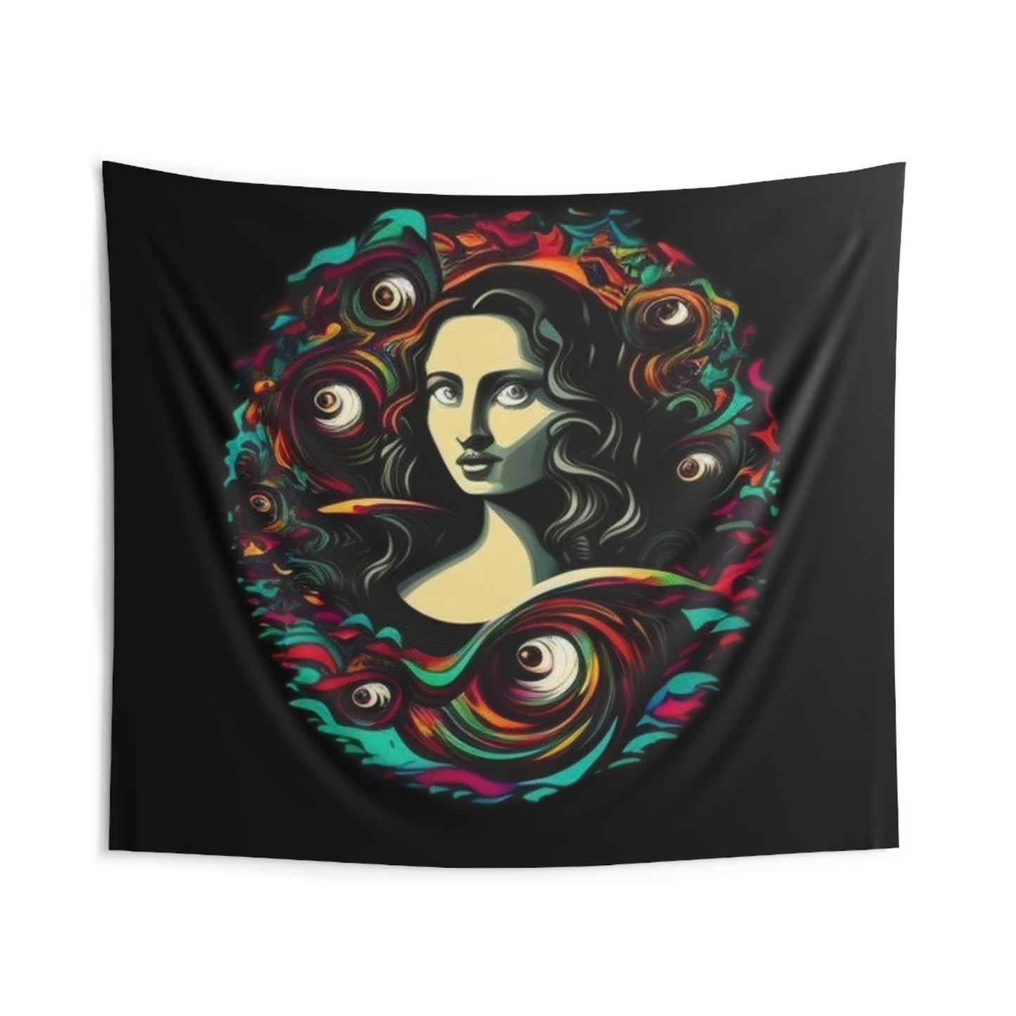 trippy mona lisa Indoor Wall Tapestries