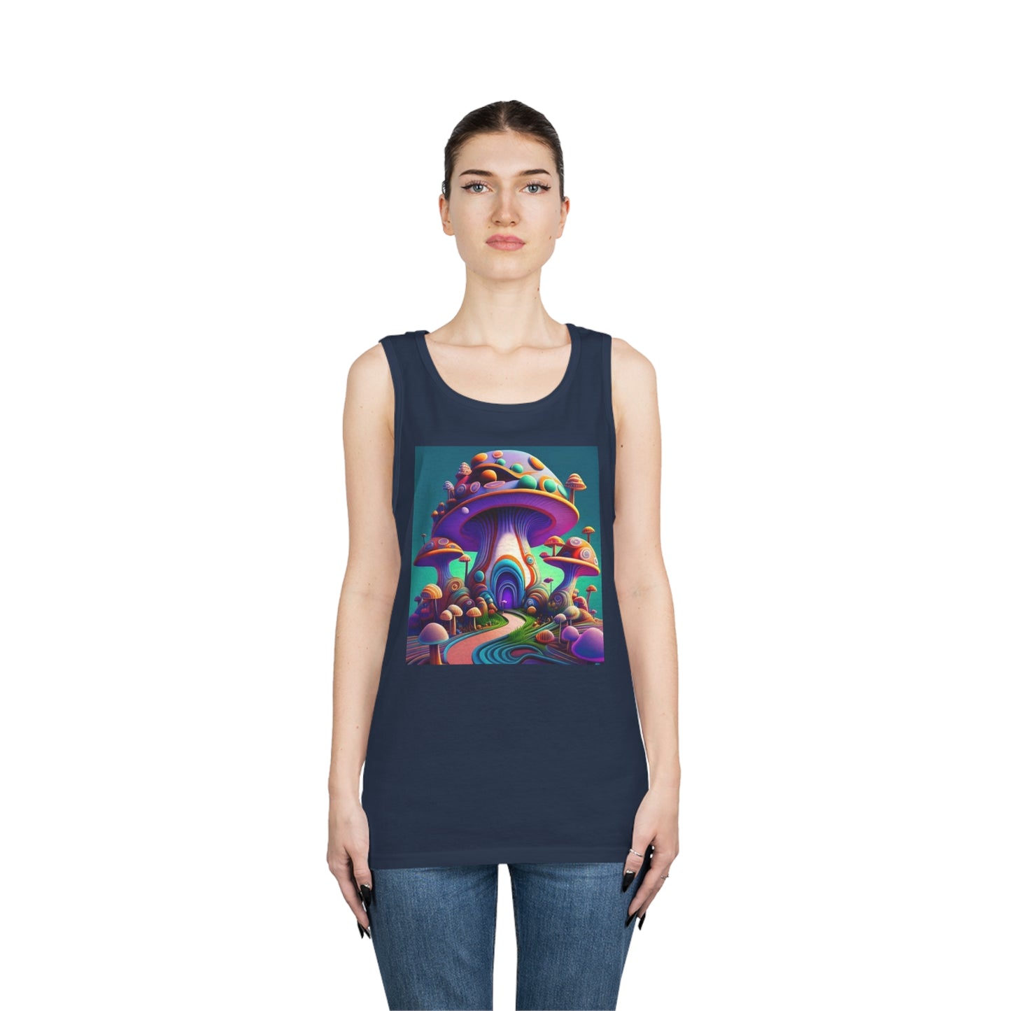 colorful trippy mushroom Unisex Heavy Cotton Tank Top