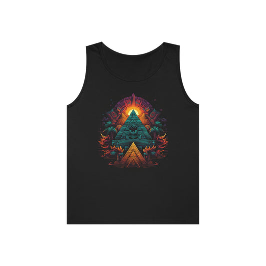 sacred geometry pyramid colorful Unisex Heavy Cotton Tank Top