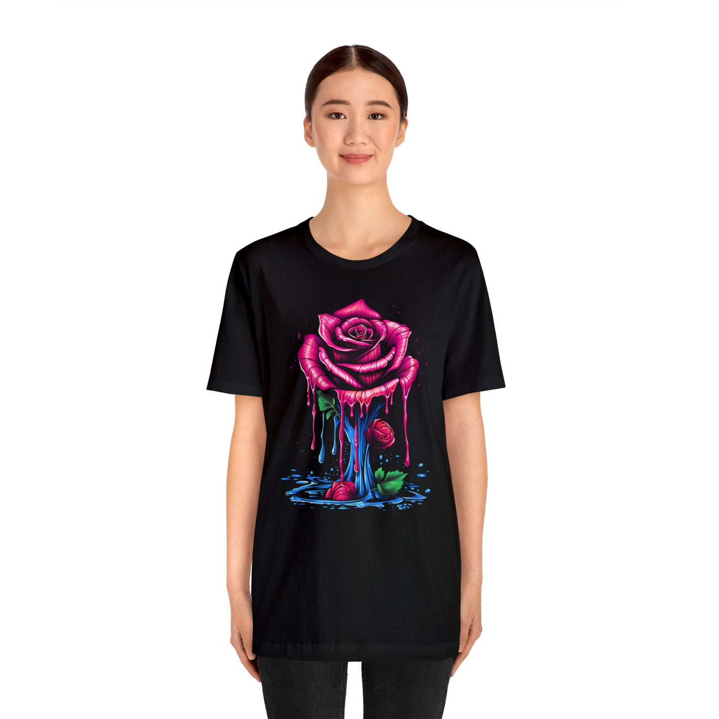 melting pink rose colorful trippy Unisex Jersey Short Sleeve Tee