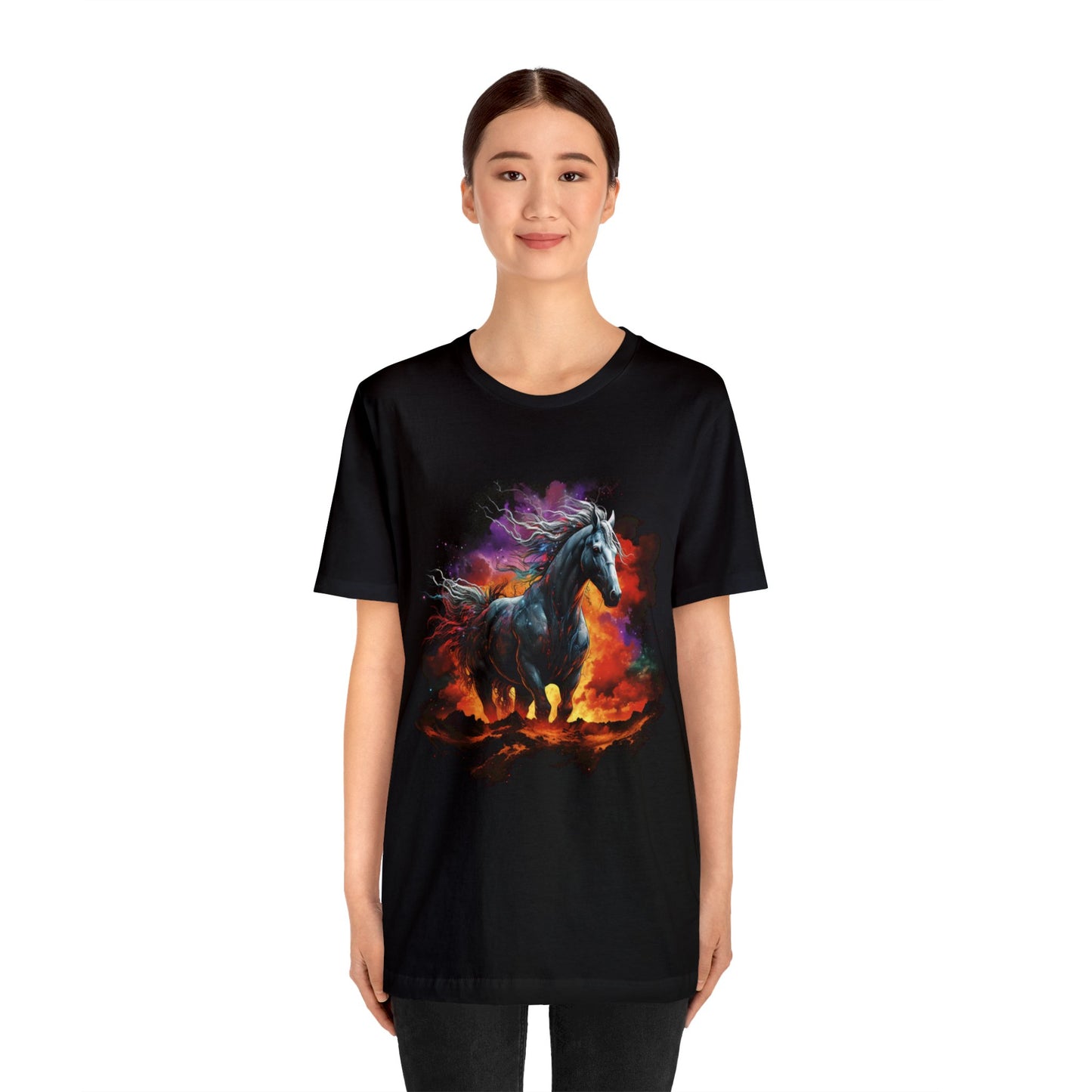 white horse colorful Unisex Jersey Short Sleeve Tee