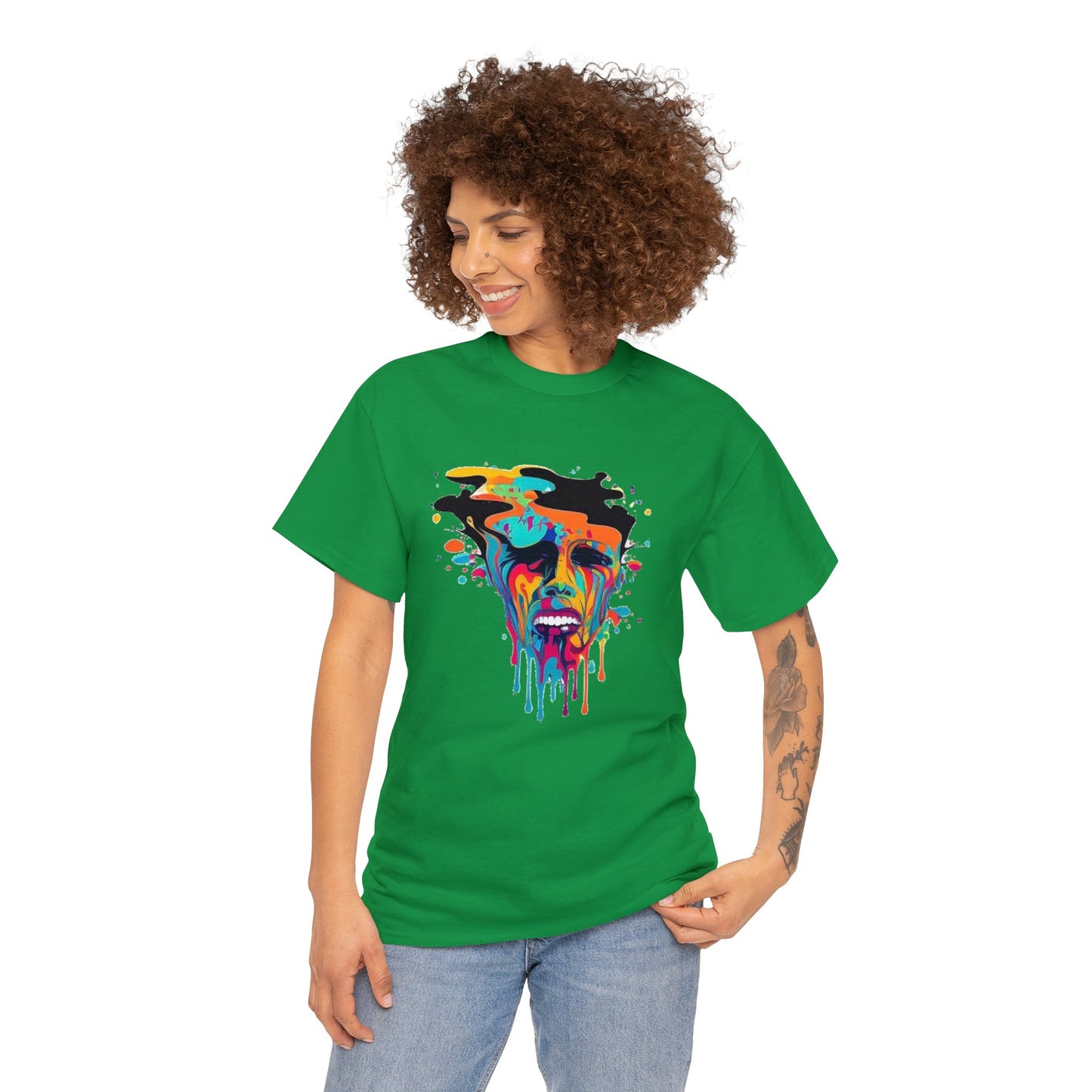 melting face colorful trippy Unisex Heavy Cotton Tee