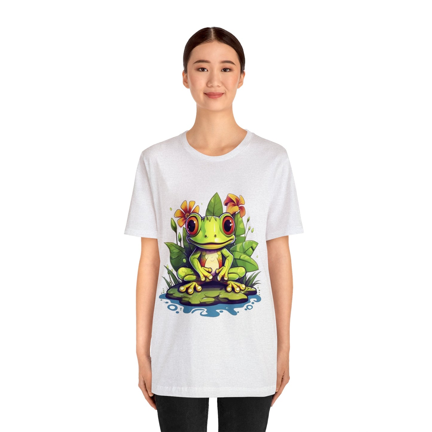 cute frog Lilly pad Unisex Jersey Short Sleeve Tee