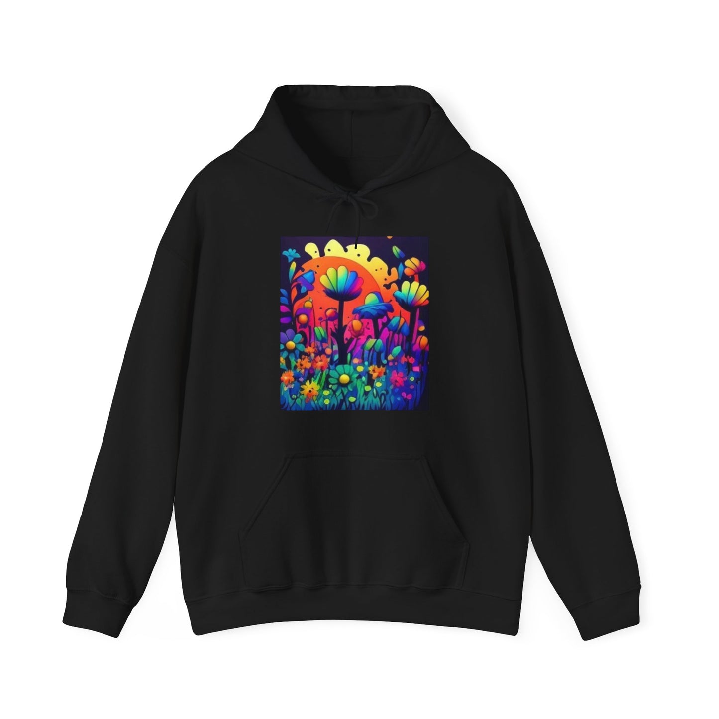 70's style trippy flowers Unisex Heavy Blend™ Hooded Sweatshirt