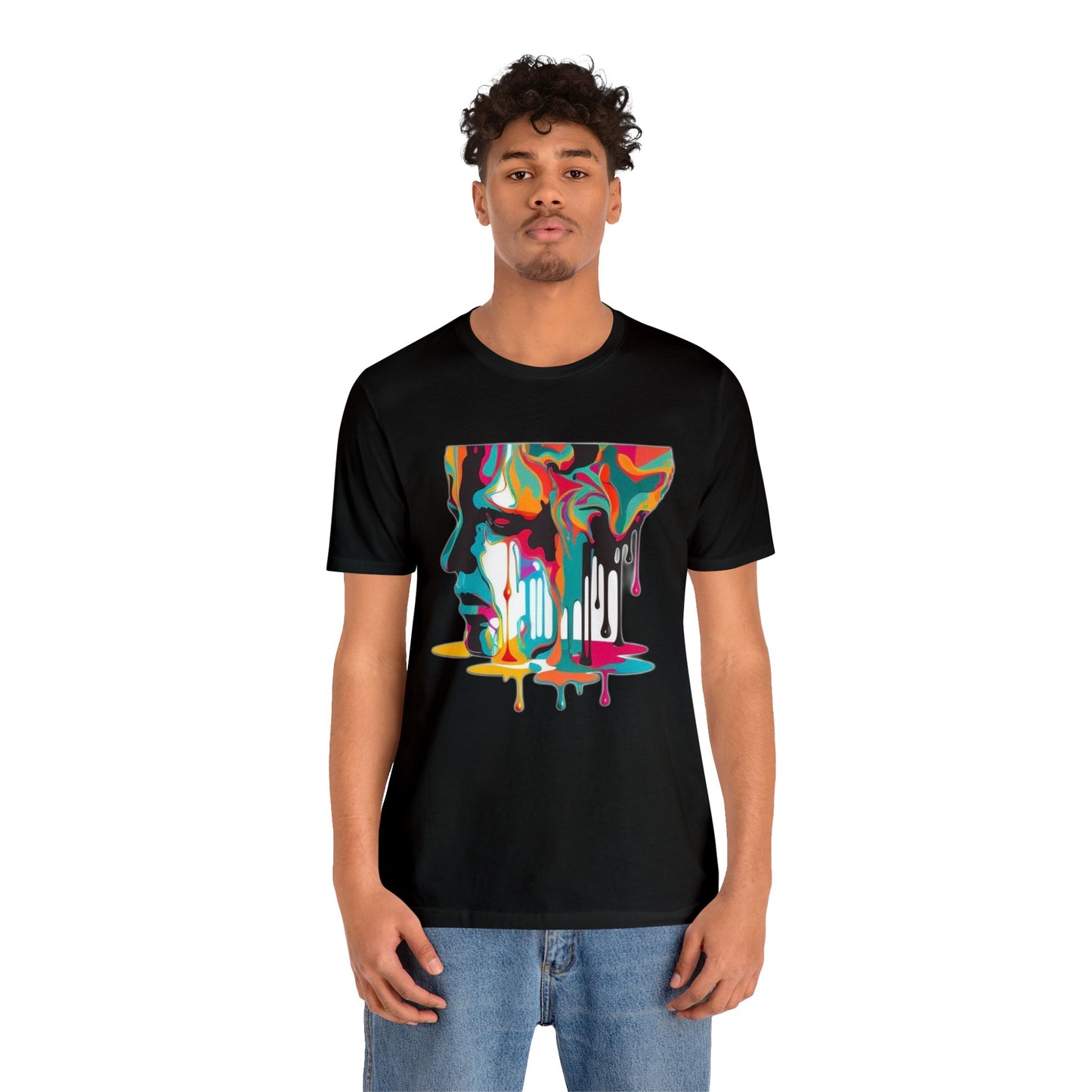 melting face colorful trippy Unisex Jersey Short Sleeve Tee