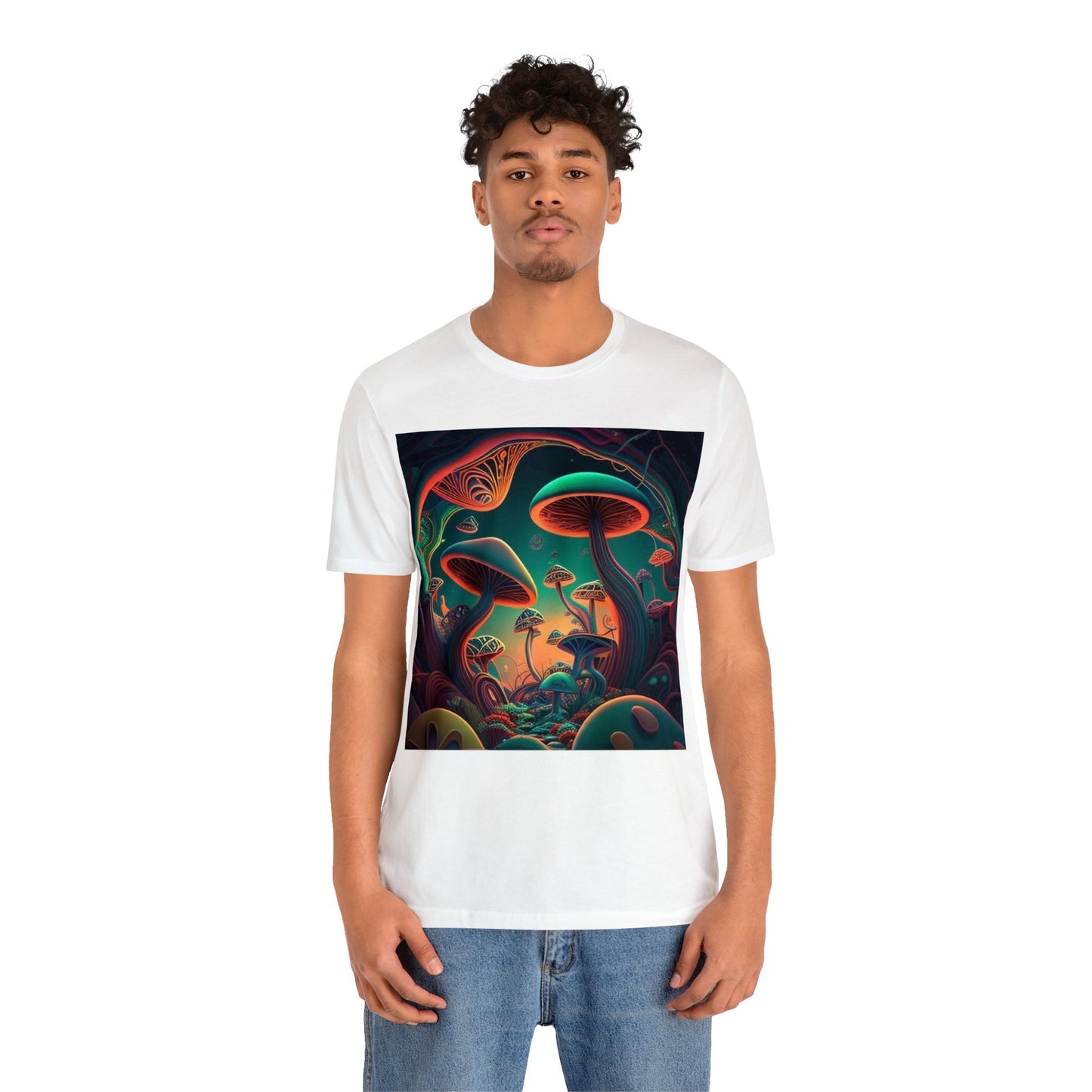 mushroom scenery trippy colorful Unisex Jersey Short Sleeve Tee