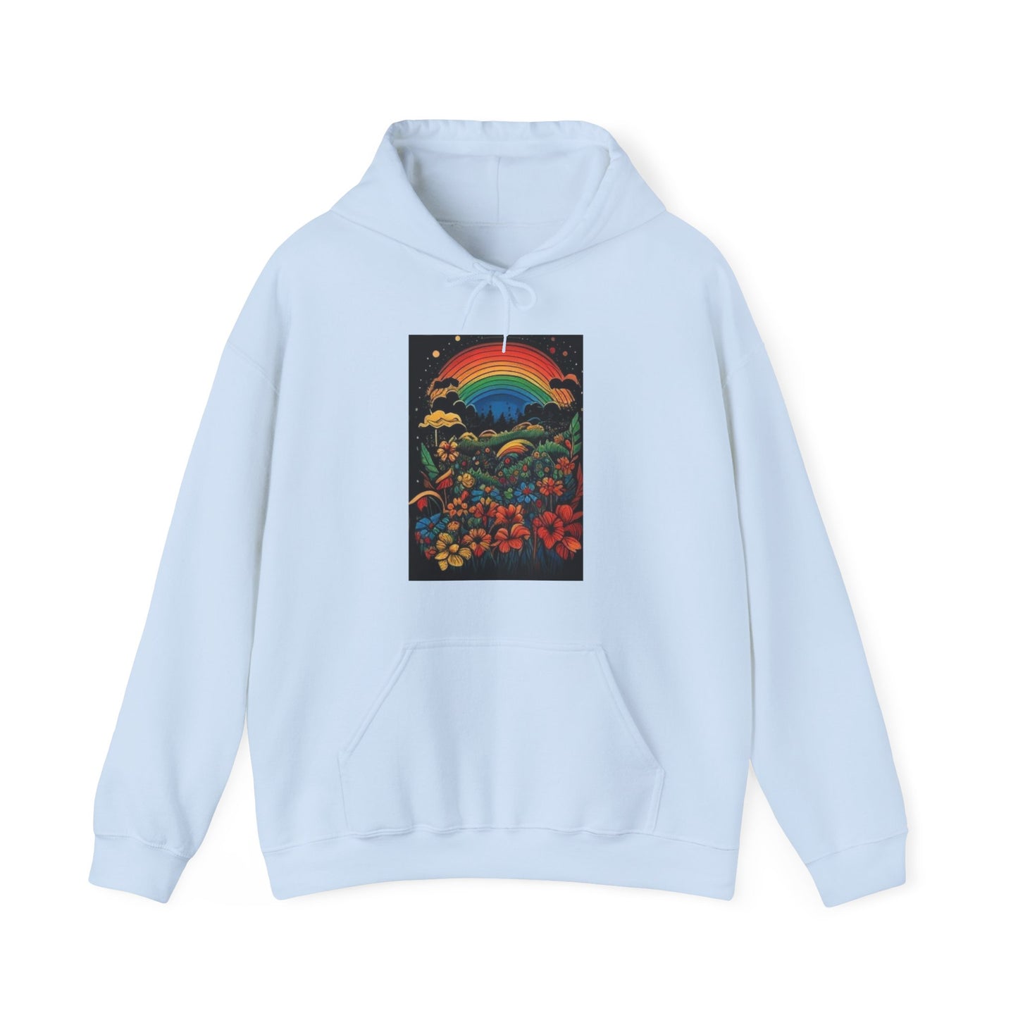 70's style rainbow and flowers colorful trippy Unisex Heavy Blend™ Hooded Sweatshirt