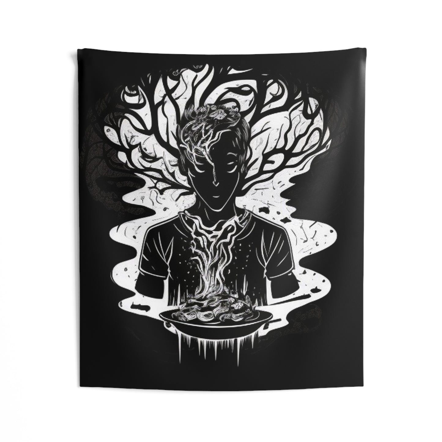 introspective black and white Indoor Wall Tapestries