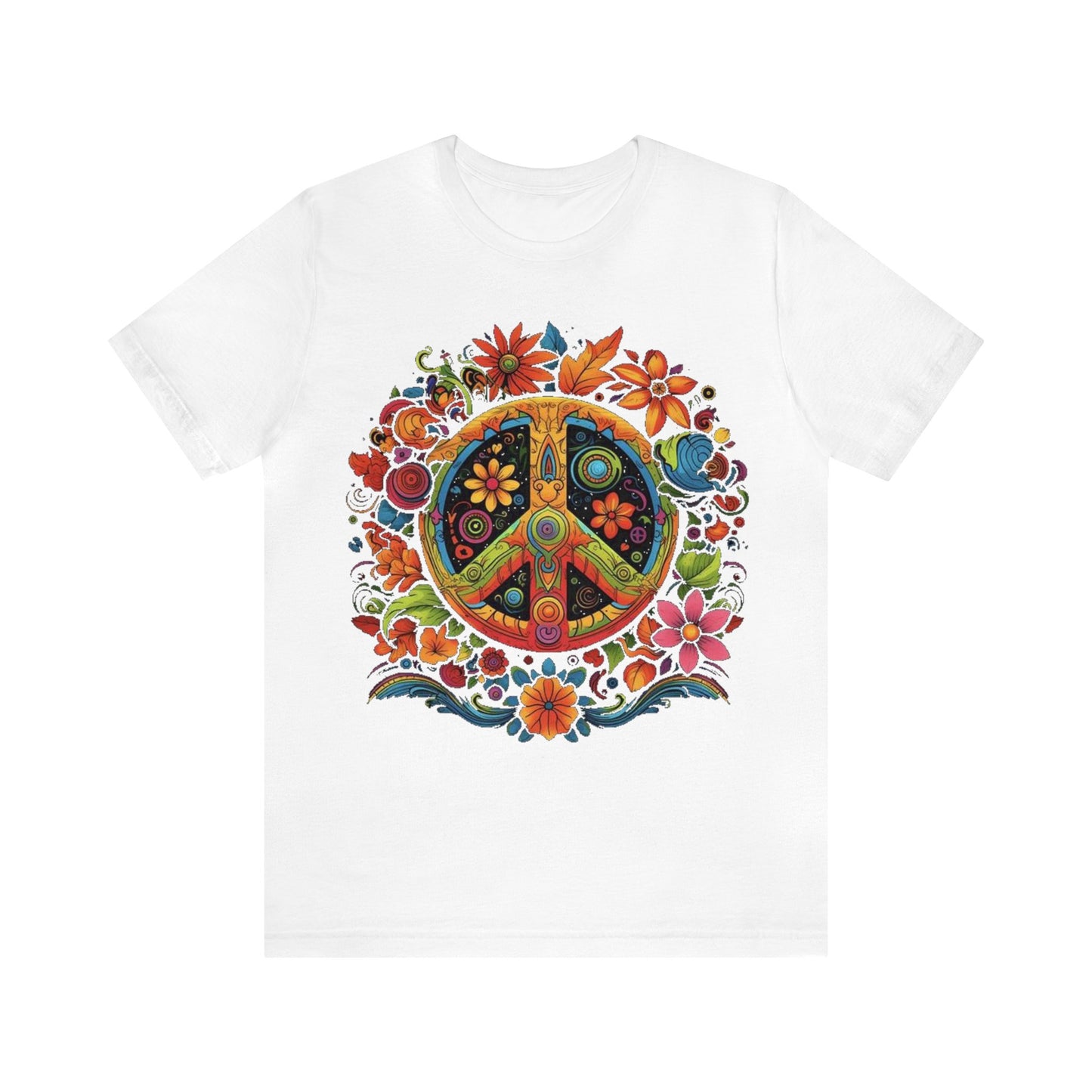 peace symbol colorful trippy Unisex Jersey Short Sleeve Tee