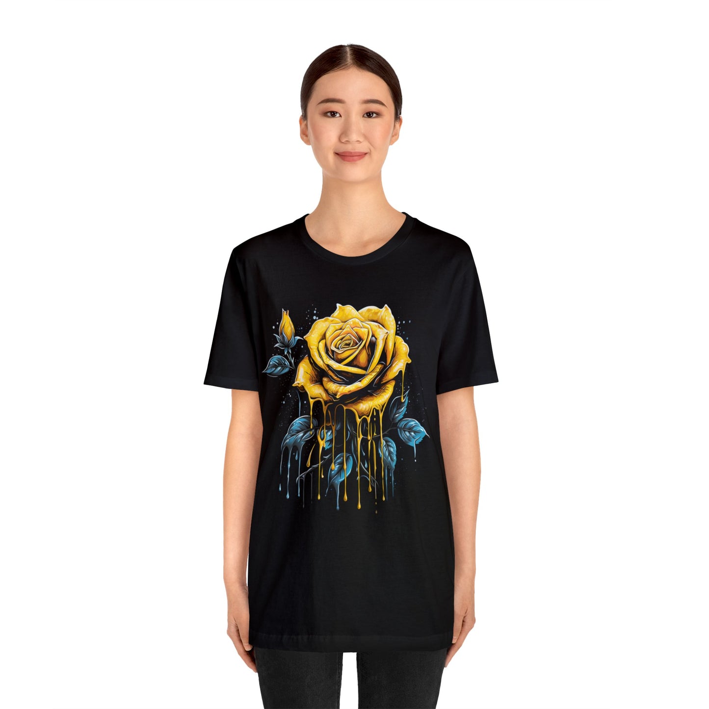 melting yellow rose colorful trippy Unisex Jersey Short Sleeve Tee